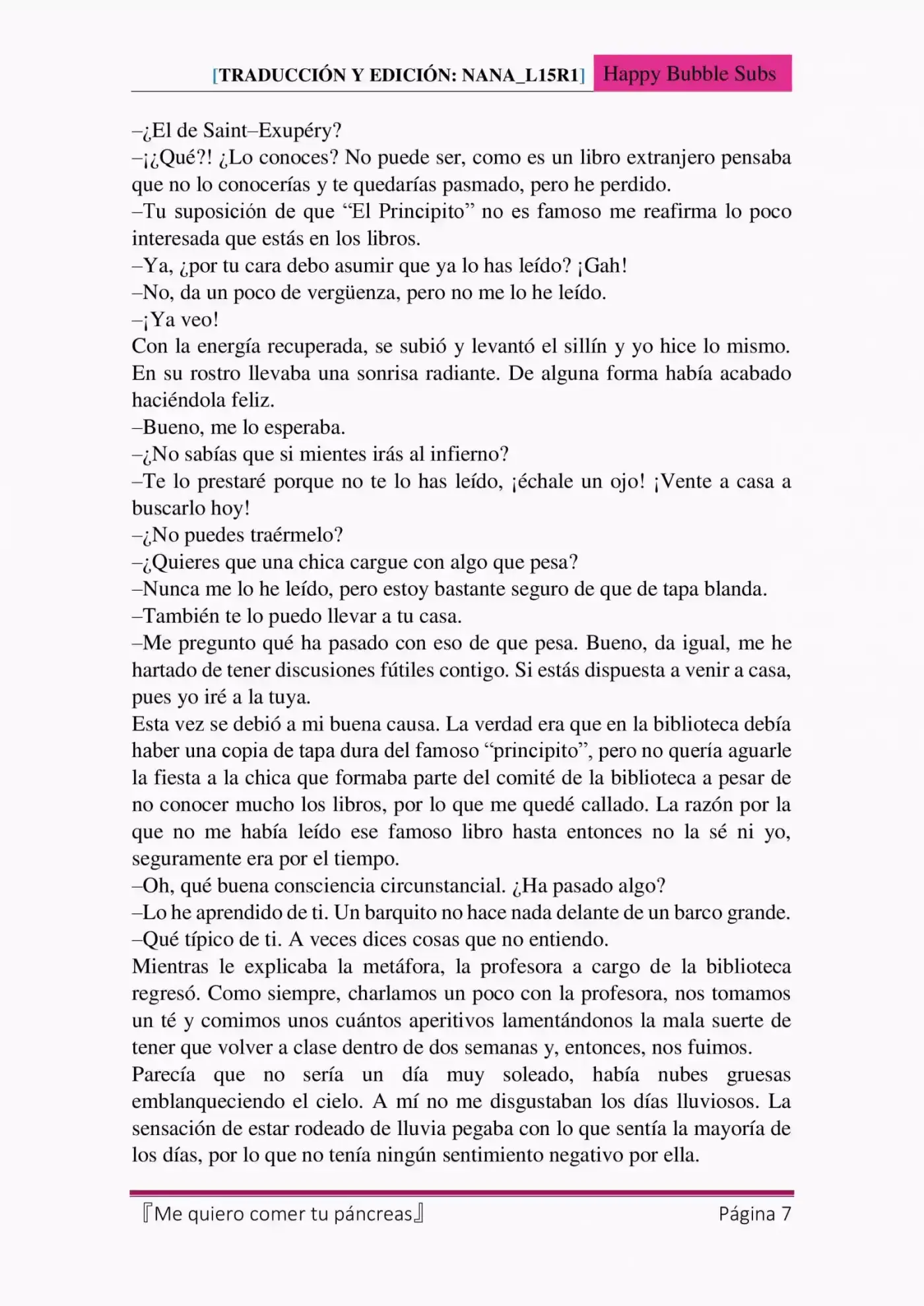 Me Quiero Comer Tu Páncreas (Novela) - Capítulo 5 - Página 7 - LectorTMOo