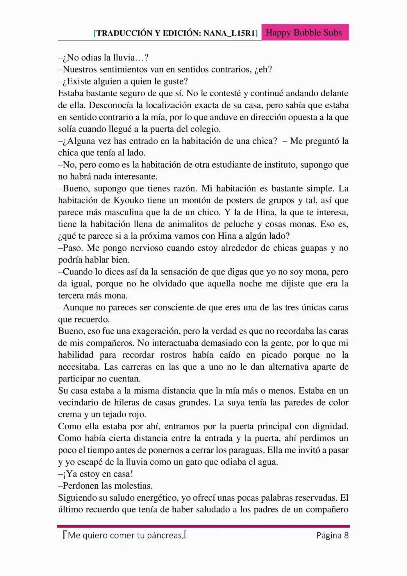 Me Quiero Comer Tu Páncreas (Novela) - Capítulo 5 - Página 8 - LectorTMOo