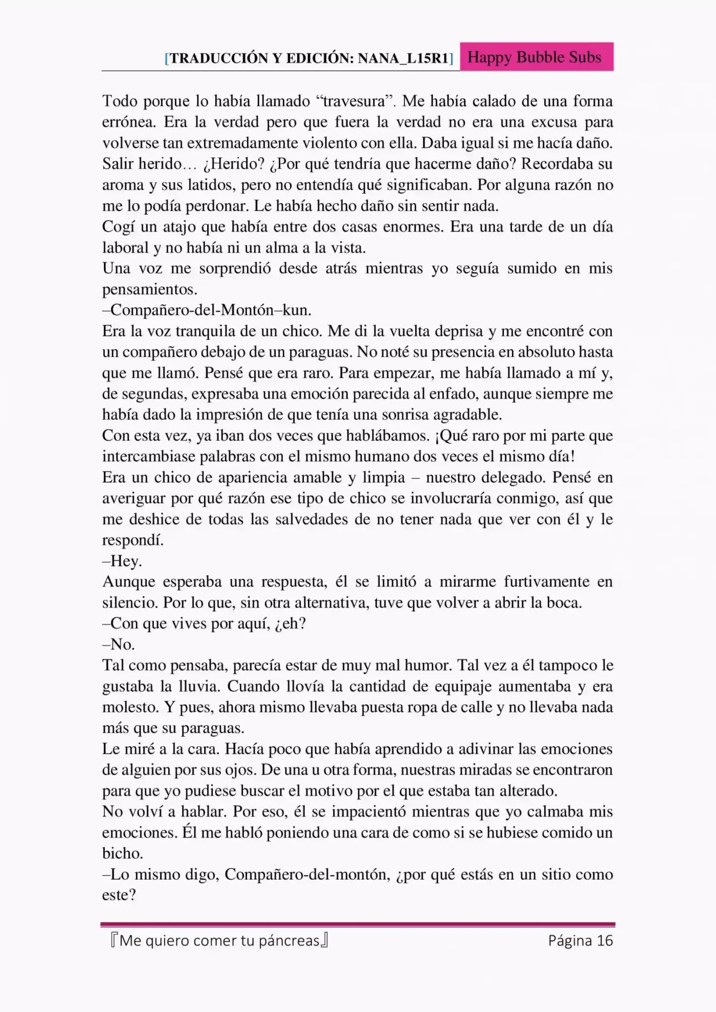 Me Quiero Comer Tu Páncreas (Novela) - Capítulo 5 - Página 16 - LectorTMOo