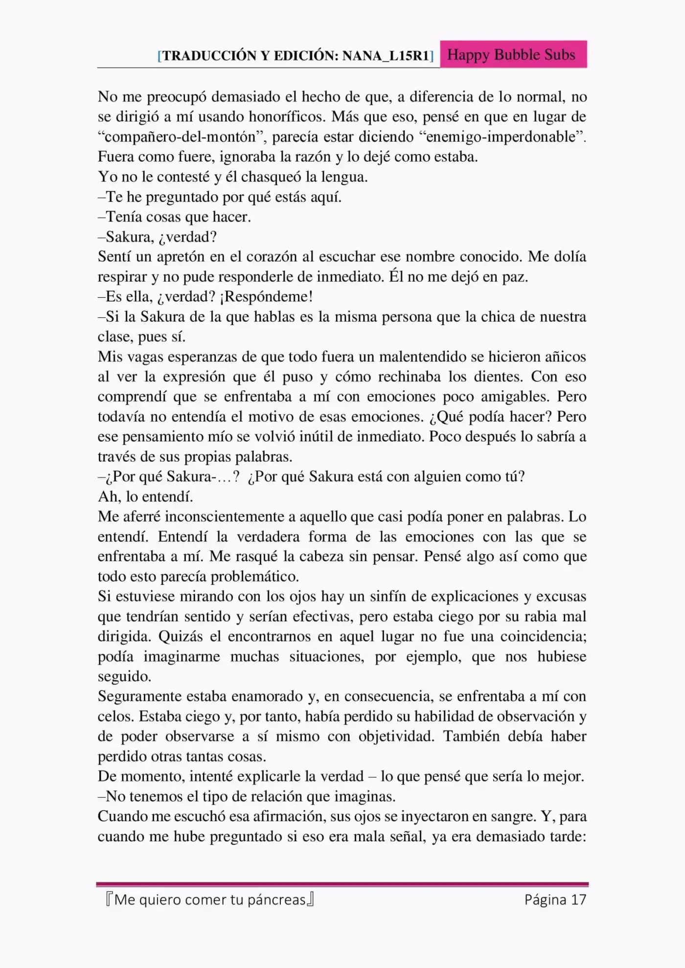 Me Quiero Comer Tu Páncreas (Novela) - Capítulo 5 - Página 17 - LectorTMOo