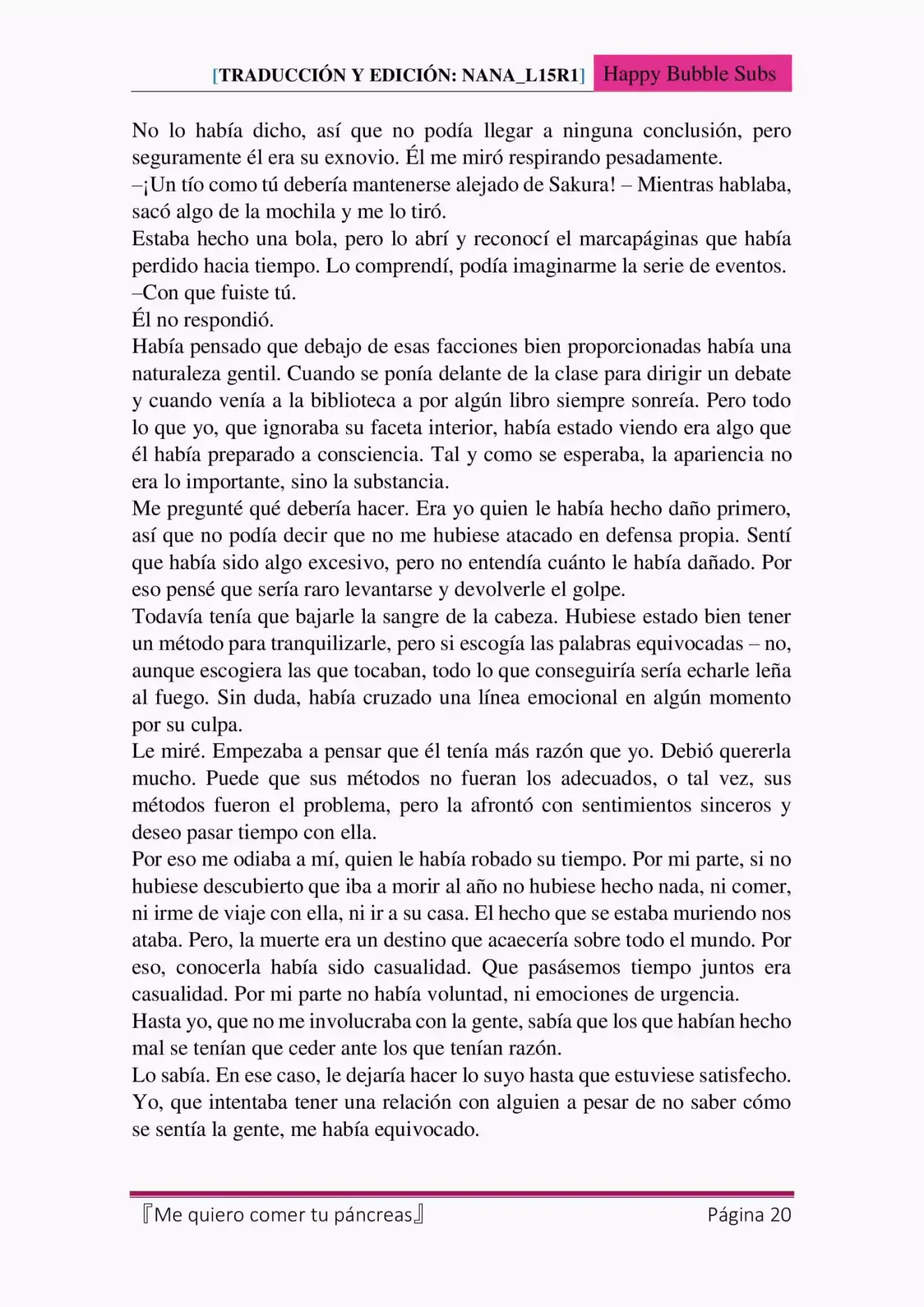 Me Quiero Comer Tu Páncreas (Novela) - Capítulo 5 - Página 20 - LectorTMOo