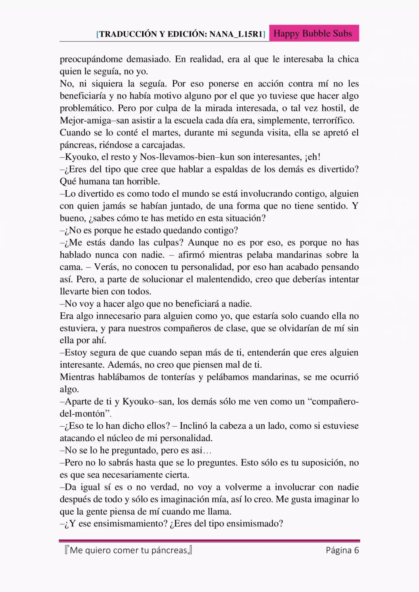 Me Quiero Comer Tu Páncreas (Novela) - Capítulo 6 - Página 6 - LectorTMOo