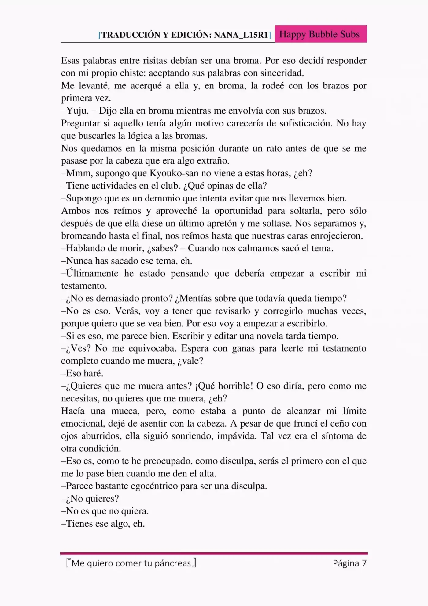 Me Quiero Comer Tu Páncreas (Novela) - Capítulo 7 - Página 7 - LectorTMOo
