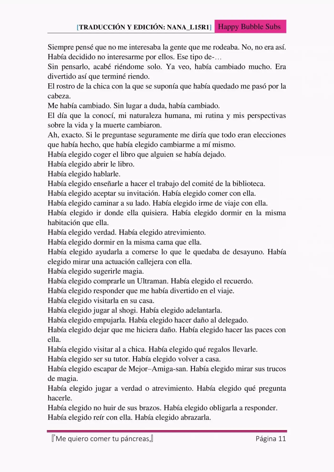 Me Quiero Comer Tu Páncreas (Novela) - Capítulo 7 - Página 11 - LectorTMOo