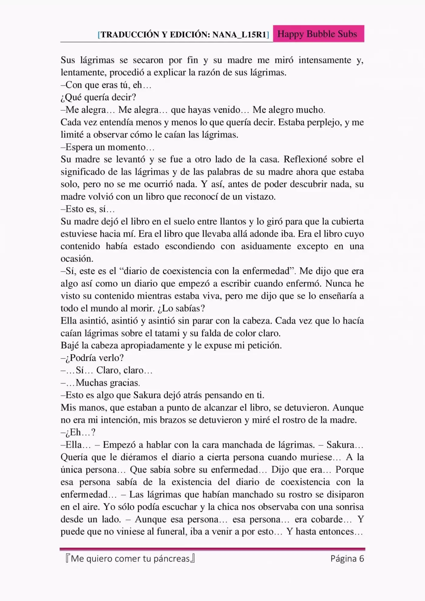 Me Quiero Comer Tu Páncreas (Novela) - Capítulo 8 - Página 6 - LectorTMOo