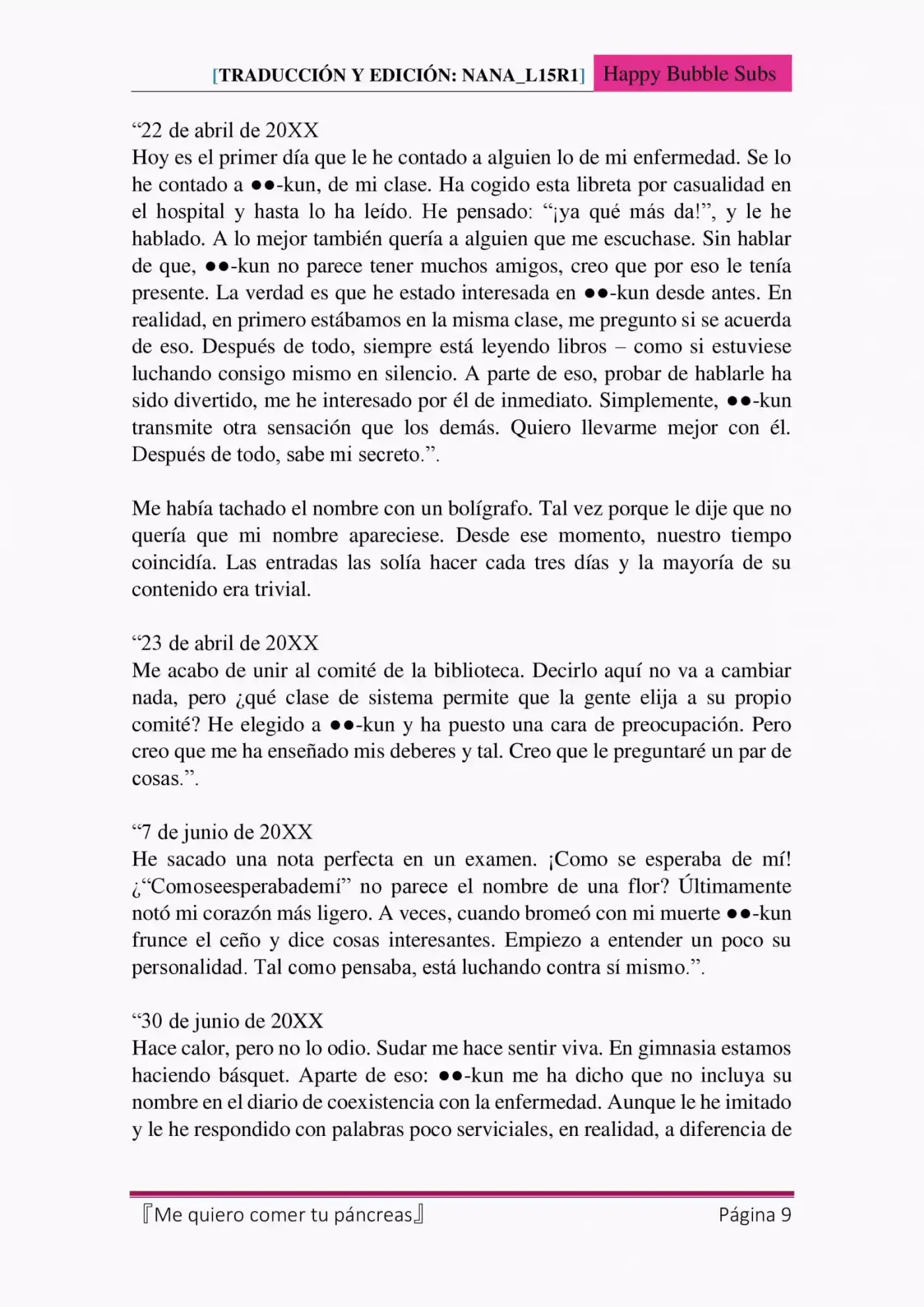 Me Quiero Comer Tu Páncreas (Novela) - Capítulo 8 - Página 9 - LectorTMOo