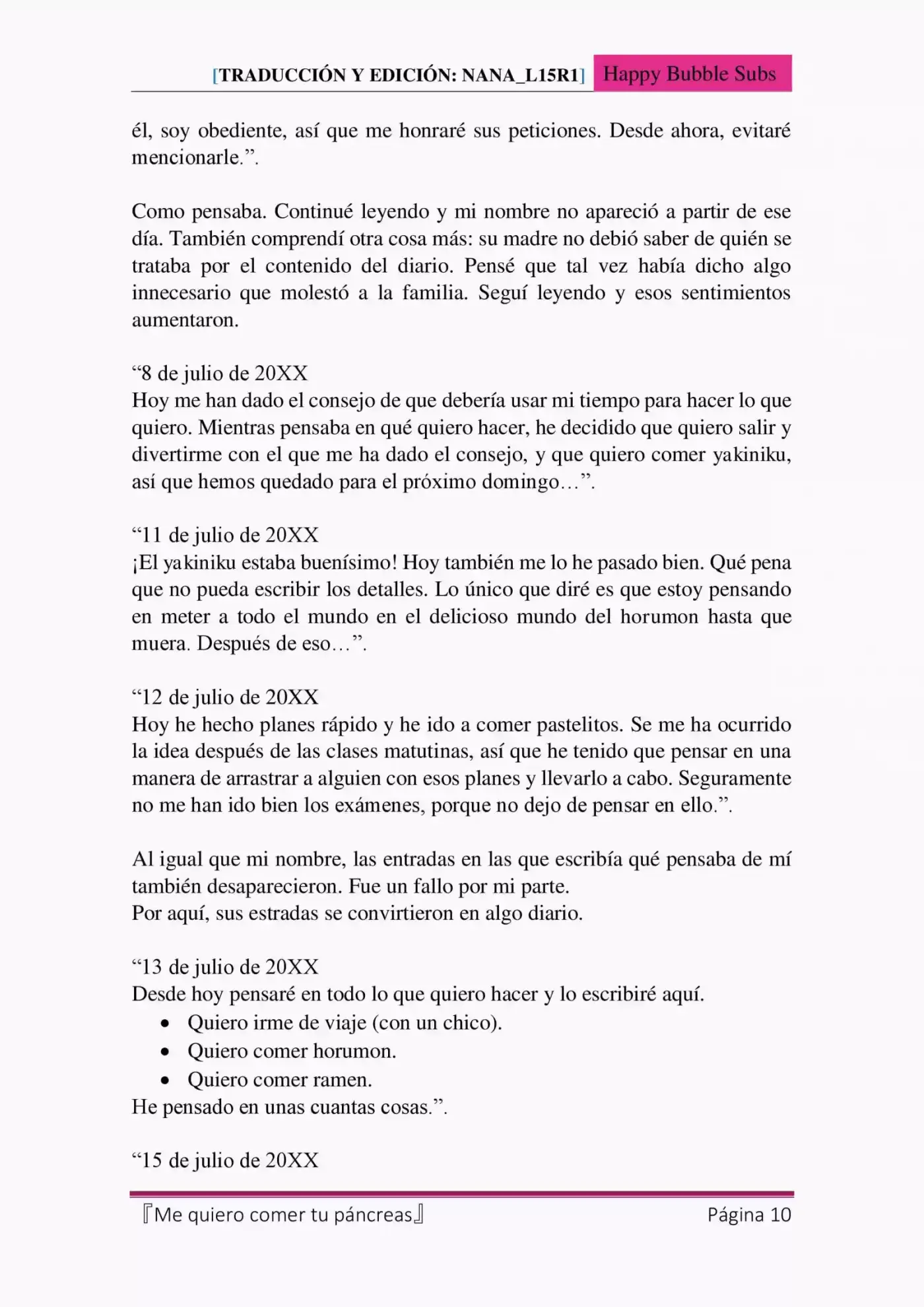 Me Quiero Comer Tu Páncreas (Novela) - Capítulo 8 - Página 10 - LectorTMOo