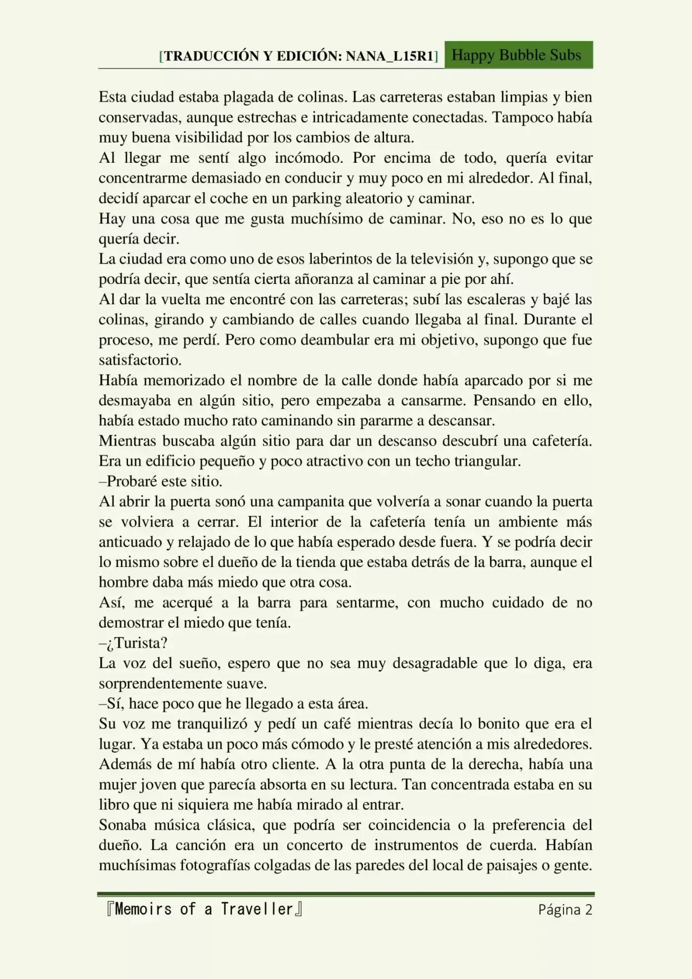 Memoirs Of A Traveller (Novela) - Capítulo 1 - Página 2 - LectorTMOo