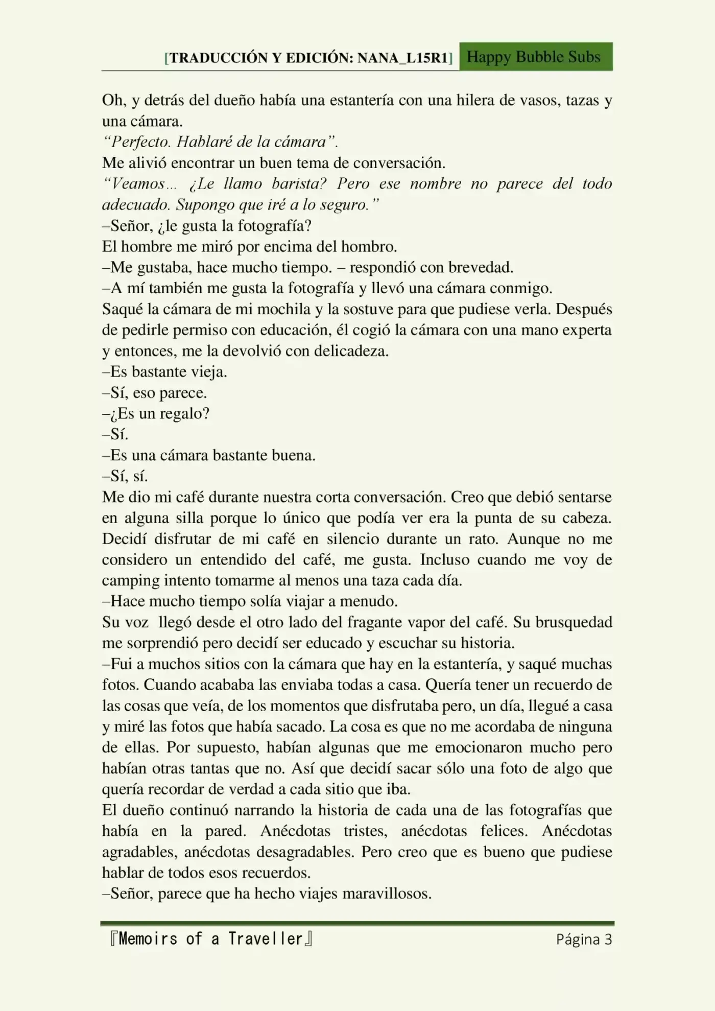 Memoirs Of A Traveller (Novela) - Capítulo 1 - Página 3 - LectorTMOo