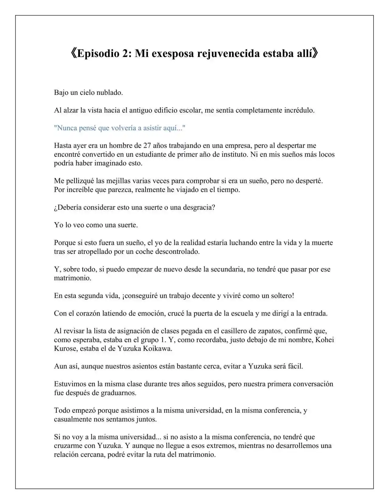 Mi Ex Esposa Es Joven Otra Vez Y Está En Mi Clase (Novela) - Capítulo 2 - Página 1 - LectorTMOo