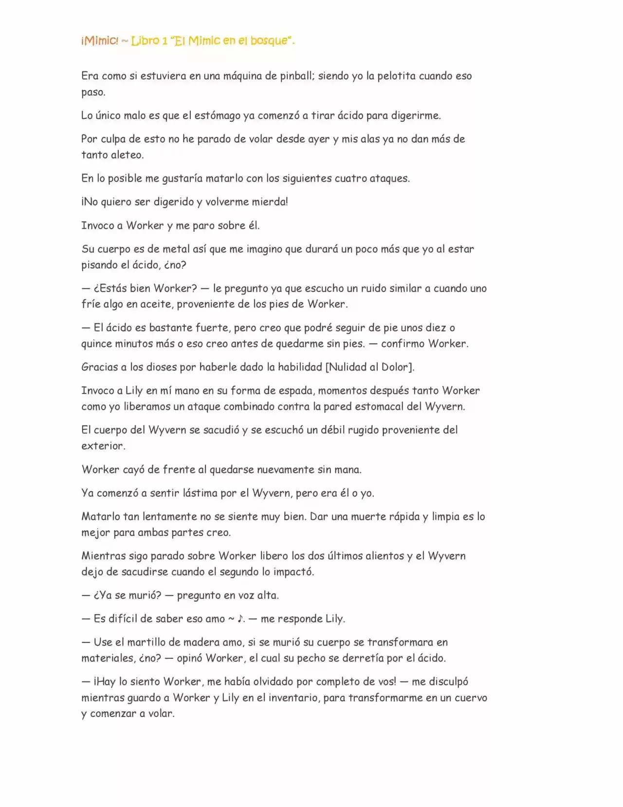 ¡Mimic! (Novela) - Capítulo 19 - Página 8 - LectorTMOo