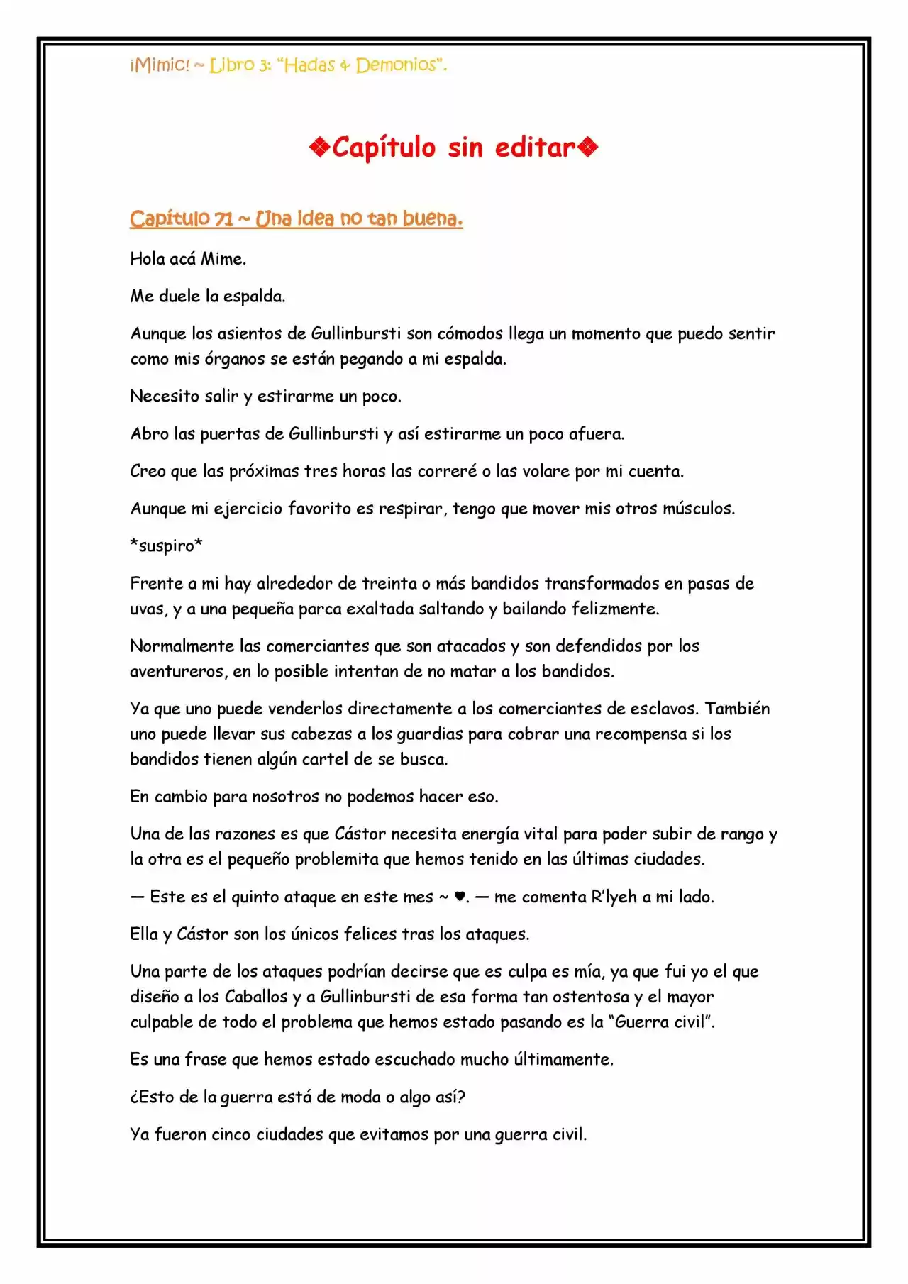 ¡Mimic! (Novela) - Capítulo 71 - Página 1 - LectorTMOo