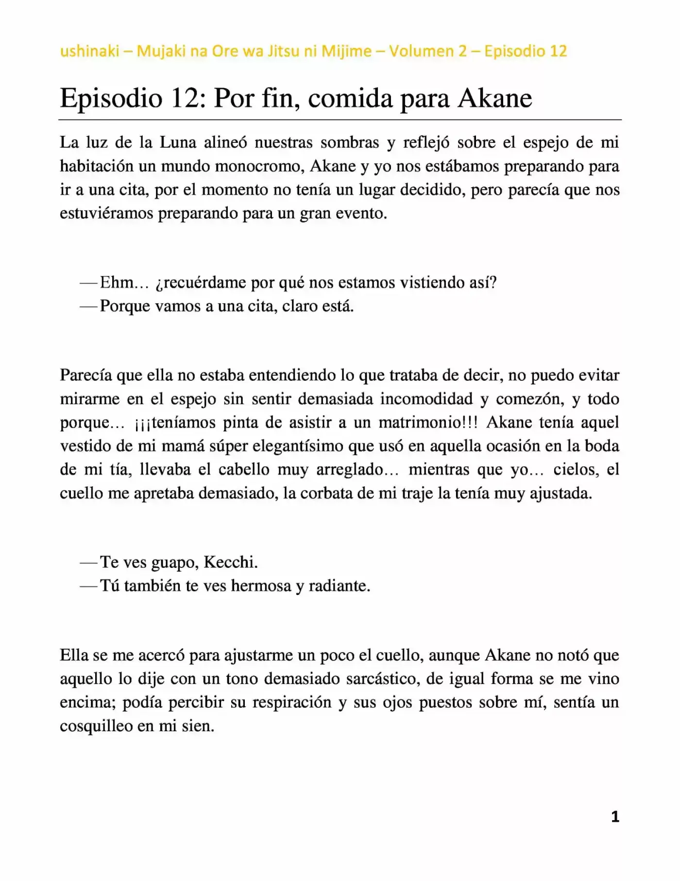 Mujaki Na Ore Wa Jitsu Ni Mijime (Novela) - Capítulo 12 - Página 1 - LectorTMOo