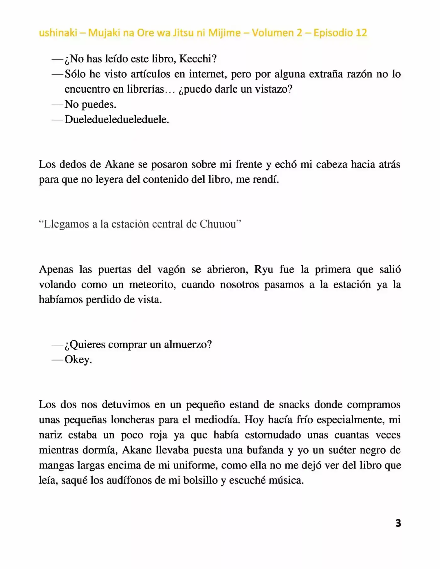 Mujaki Na Ore Wa Jitsu Ni Mijime (Novela) - Capítulo 14 - Página 3 - LectorTMOo