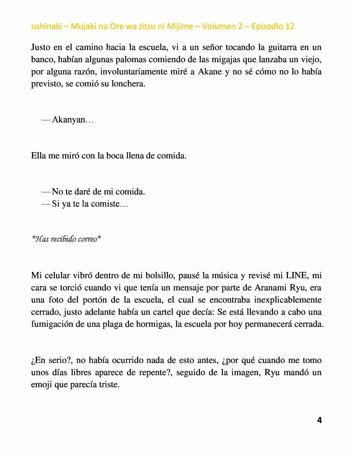 Mujaki Na Ore Wa Jitsu Ni Mijime (Novela) - Capítulo 14 - Página 4 - LectorTMOo