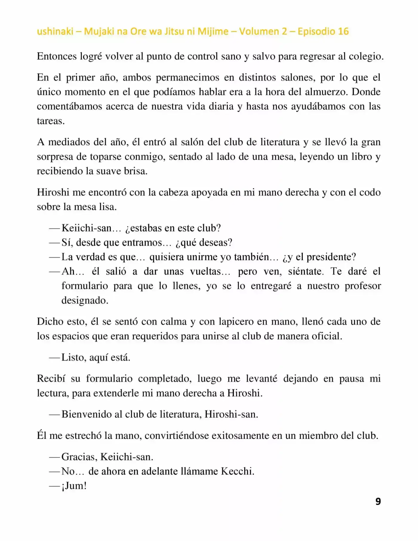 Mujaki Na Ore Wa Jitsu Ni Mijime (Novela) - Capítulo 16 - Página 9 - LectorTMOo