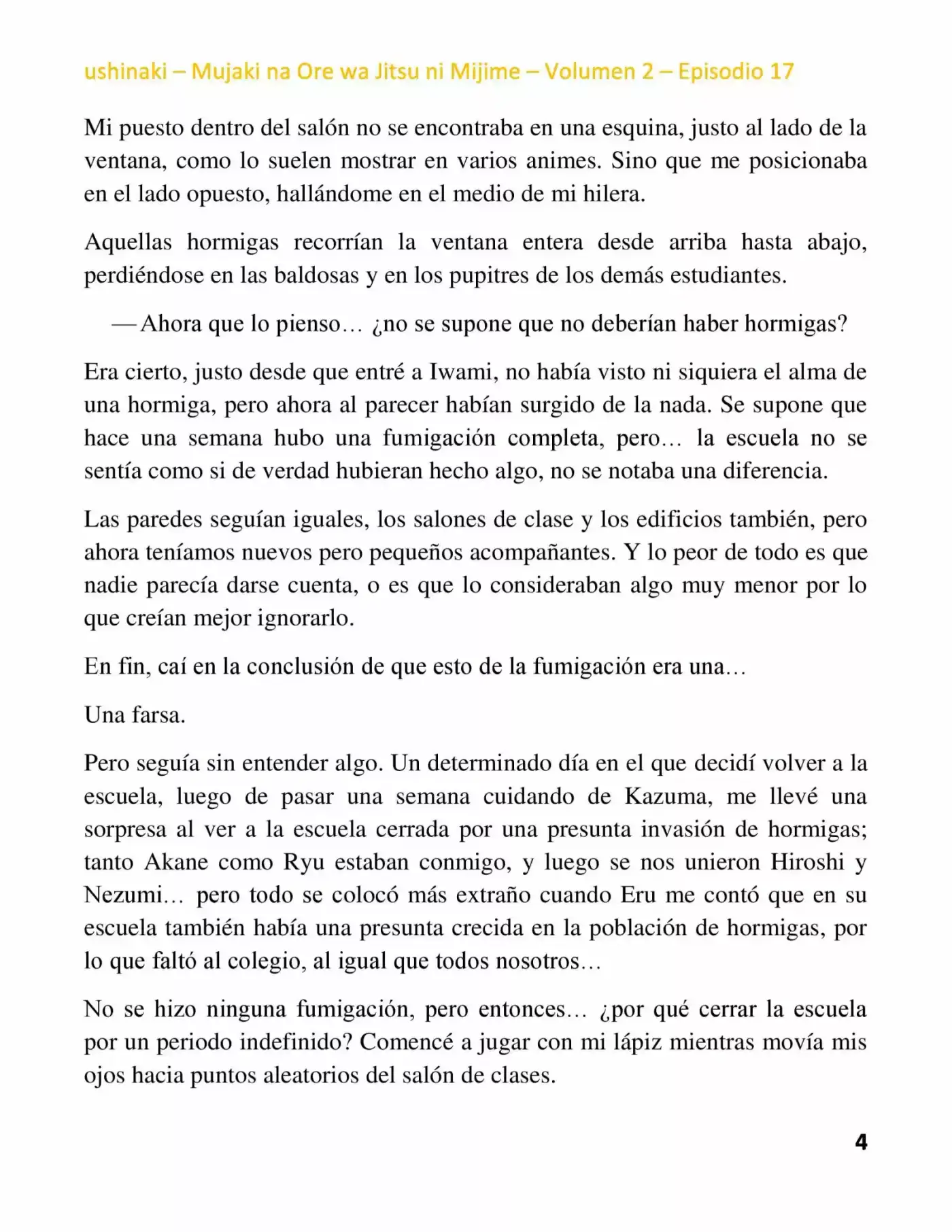 Mujaki Na Ore Wa Jitsu Ni Mijime (Novela) - Capítulo 17 - Página 4 - LectorTMOo