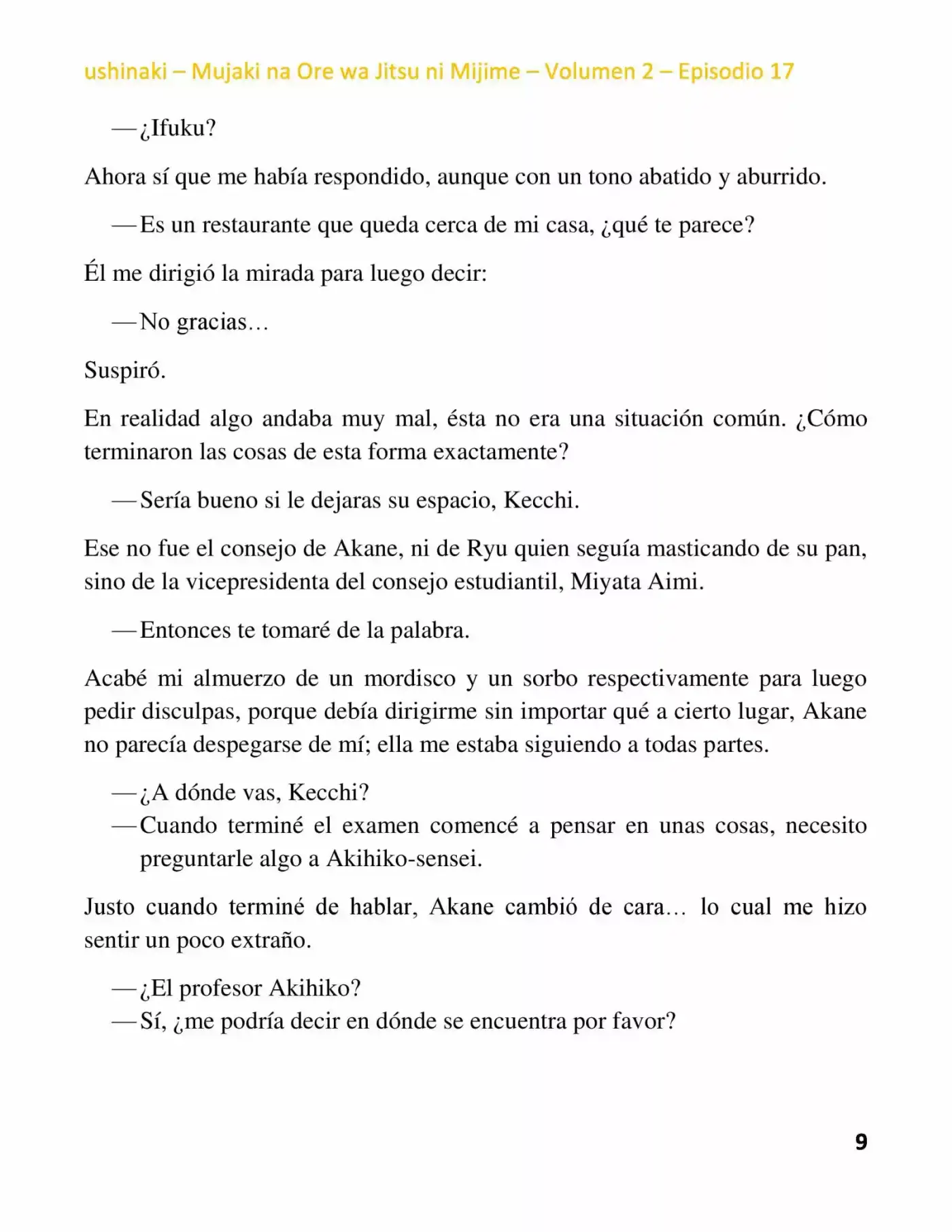 Mujaki Na Ore Wa Jitsu Ni Mijime (Novela) - Capítulo 17 - Página 9 - LectorTMOo