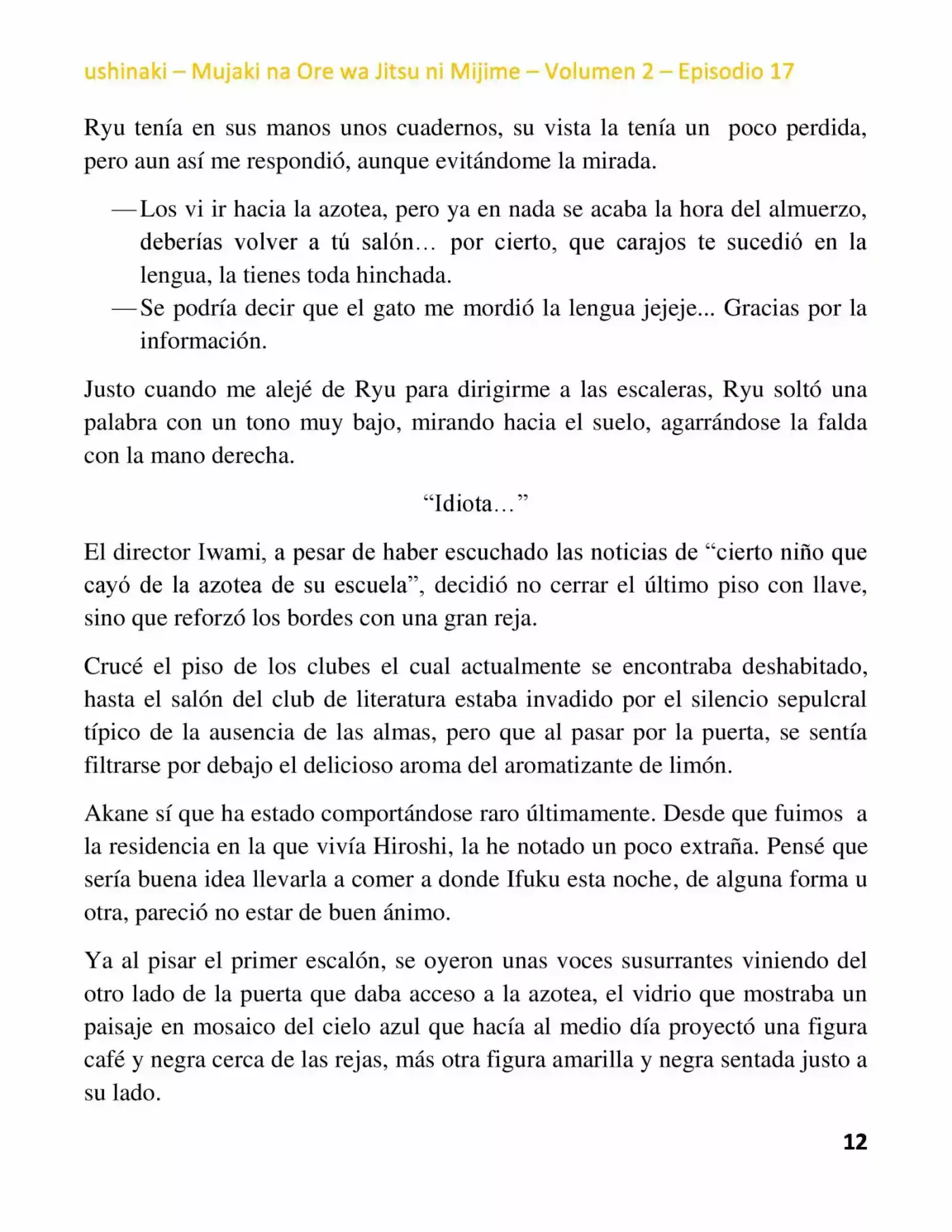 Mujaki Na Ore Wa Jitsu Ni Mijime (Novela) - Capítulo 17 - Página 12 - LectorTMOo