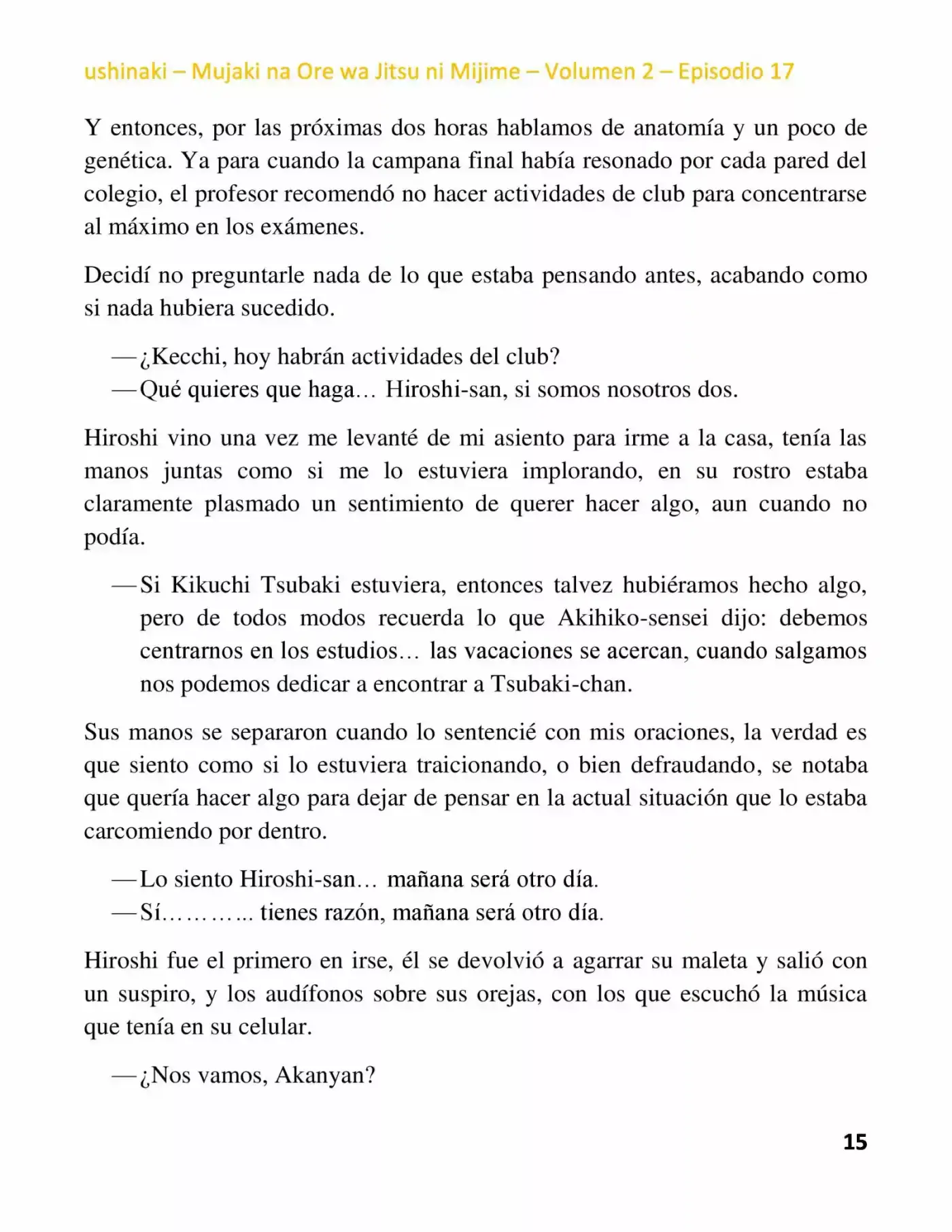 Mujaki Na Ore Wa Jitsu Ni Mijime (Novela) - Capítulo 17 - Página 15 - LectorTMOo