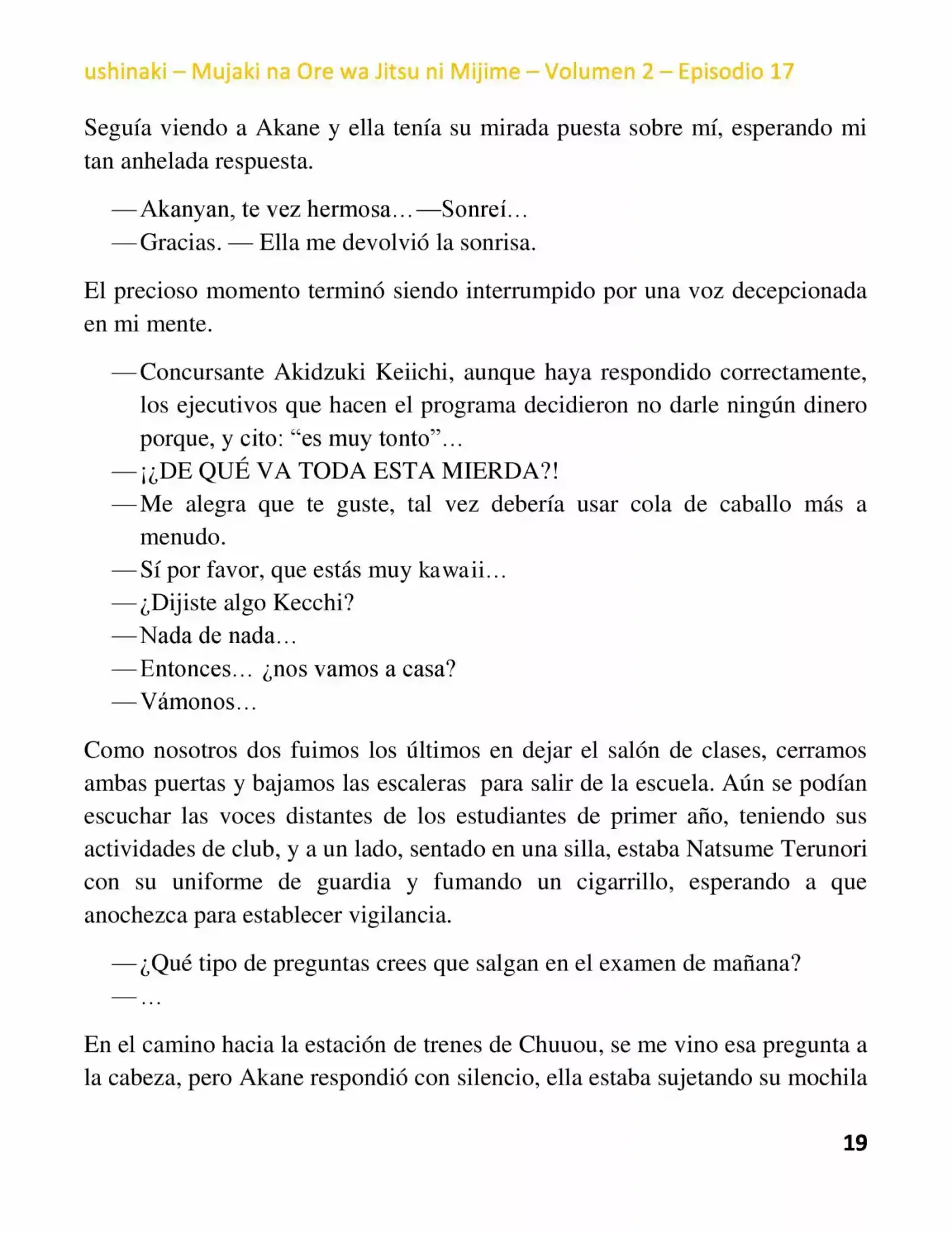 Mujaki Na Ore Wa Jitsu Ni Mijime (Novela) - Capítulo 17 - Página 19 - LectorTMOo