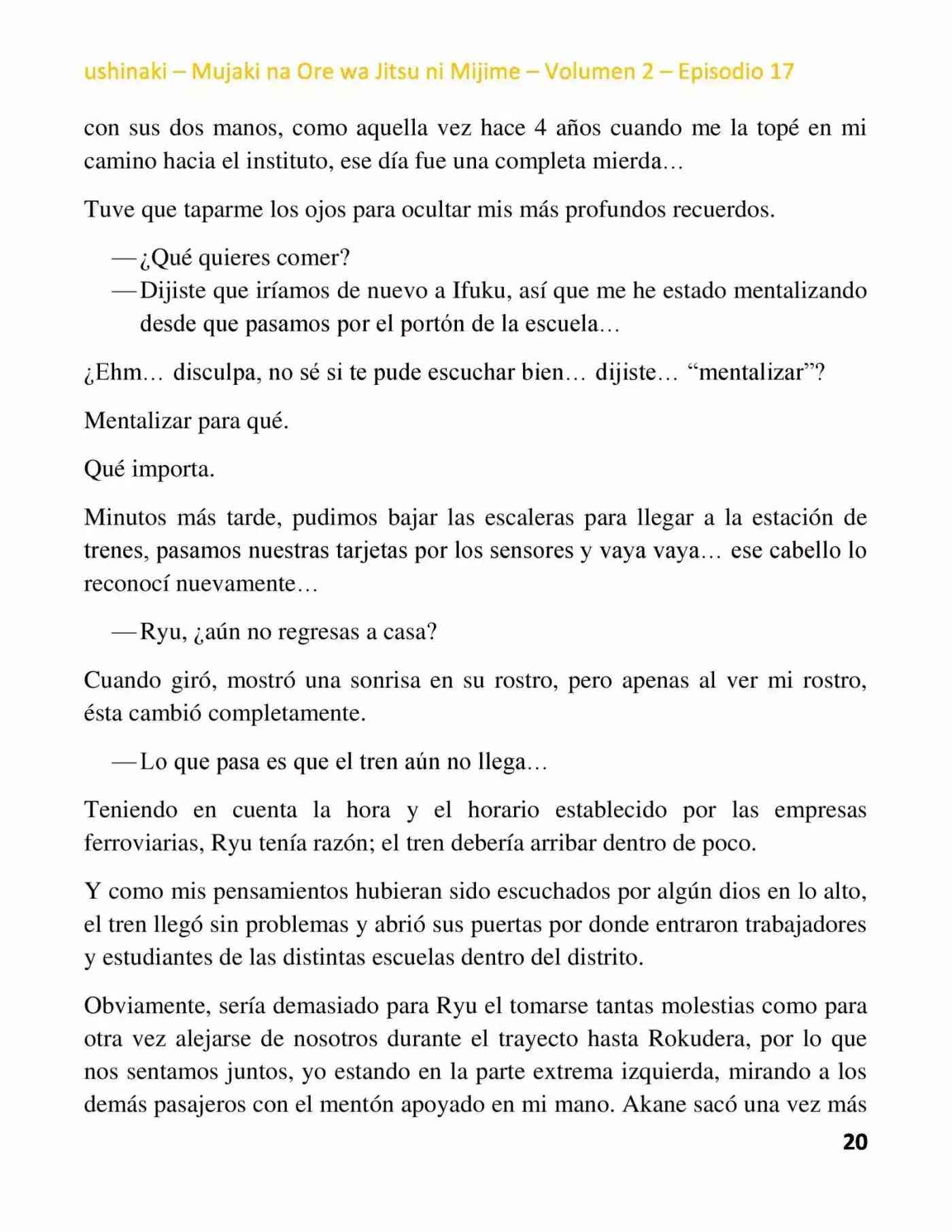 Mujaki Na Ore Wa Jitsu Ni Mijime (Novela) - Capítulo 17 - Página 20 - LectorTMOo