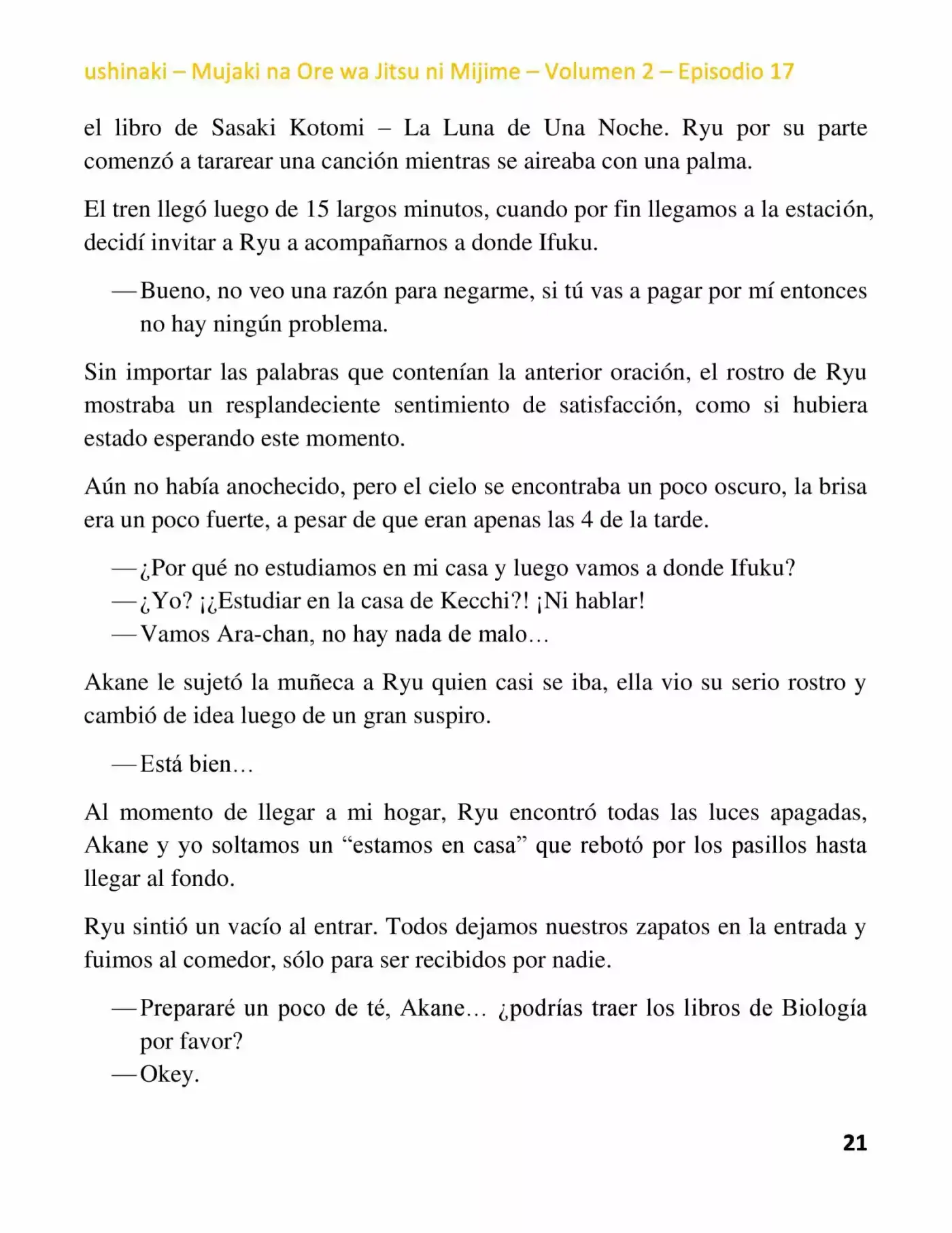 Mujaki Na Ore Wa Jitsu Ni Mijime (Novela) - Capítulo 17 - Página 21 - LectorTMOo