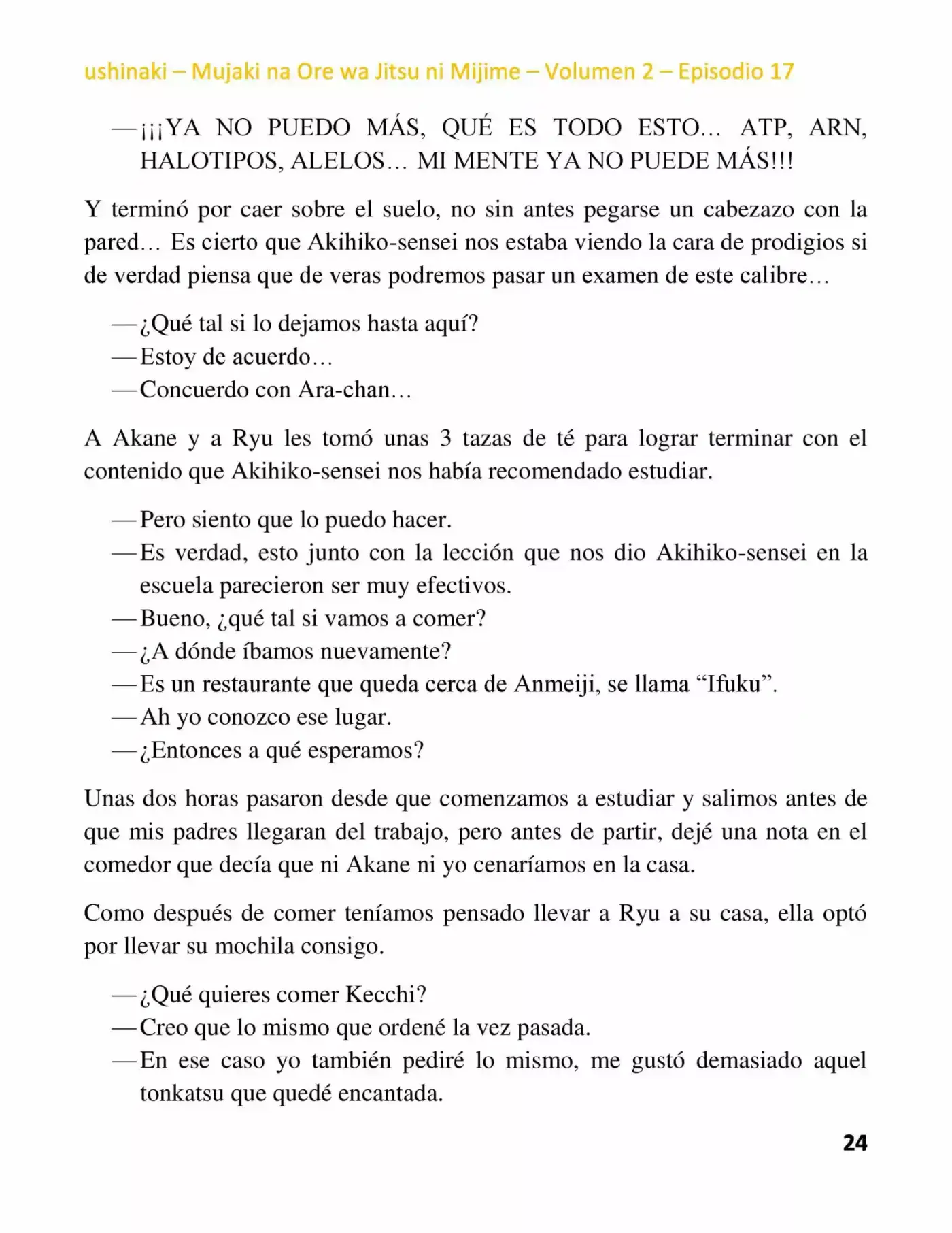 Mujaki Na Ore Wa Jitsu Ni Mijime (Novela) - Capítulo 17 - Página 24 - LectorTMOo