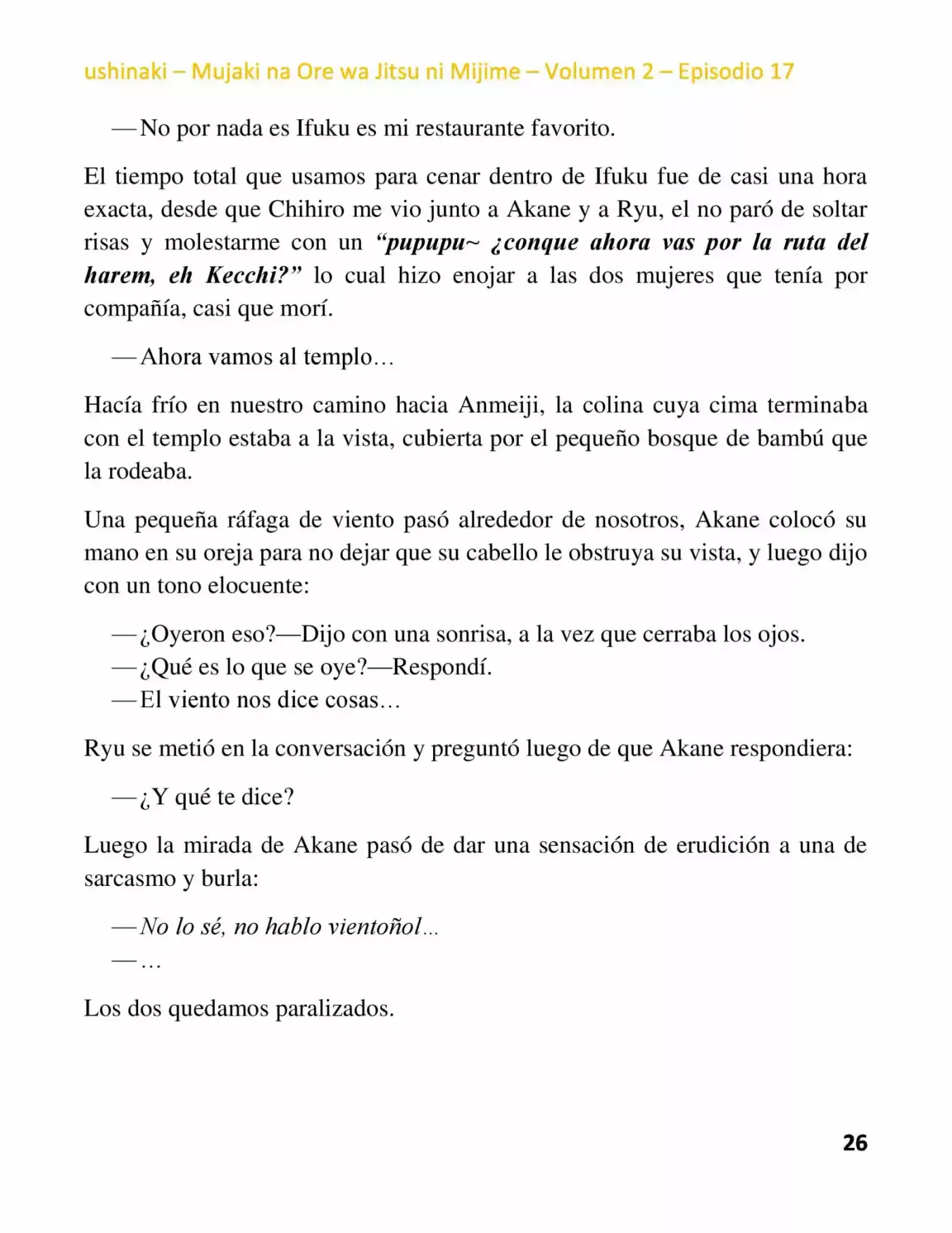Mujaki Na Ore Wa Jitsu Ni Mijime (Novela) - Capítulo 17 - Página 26 - LectorTMOo