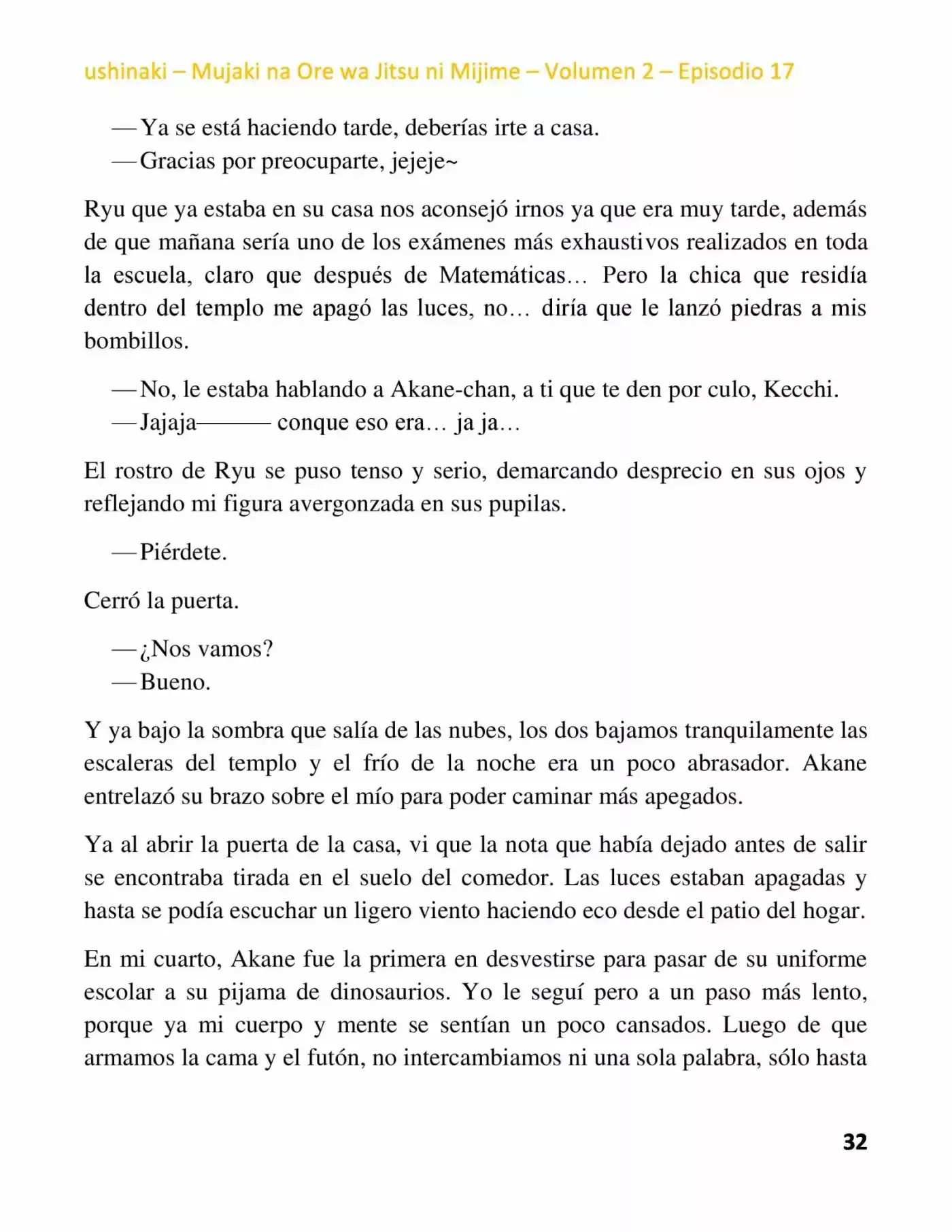 Mujaki Na Ore Wa Jitsu Ni Mijime (Novela) - Capítulo 17 - Página 32 - LectorTMOo