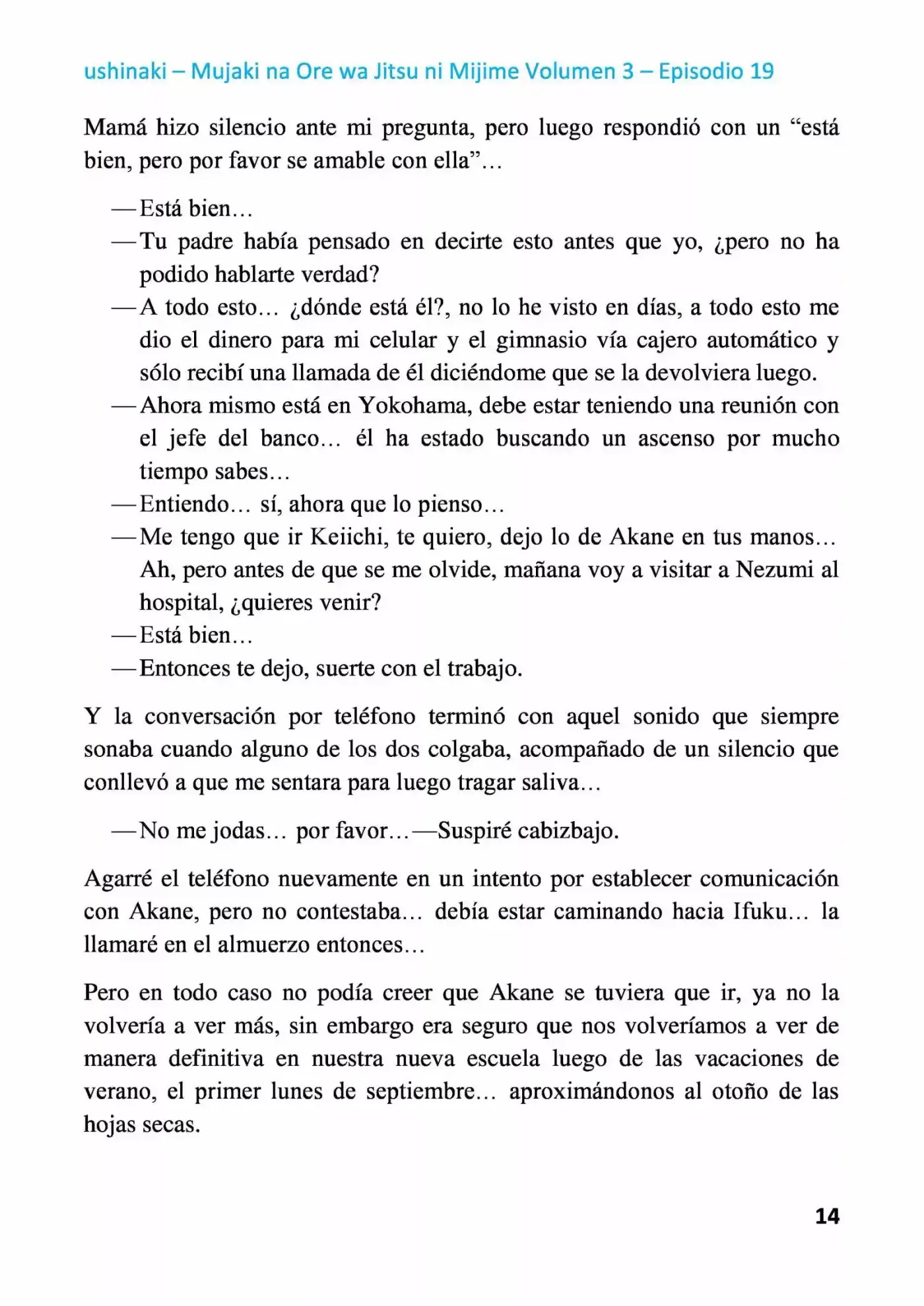 Mujaki Na Ore Wa Jitsu Ni Mijime (Novela) - Capítulo 19 - Página 14 - LectorTMOo