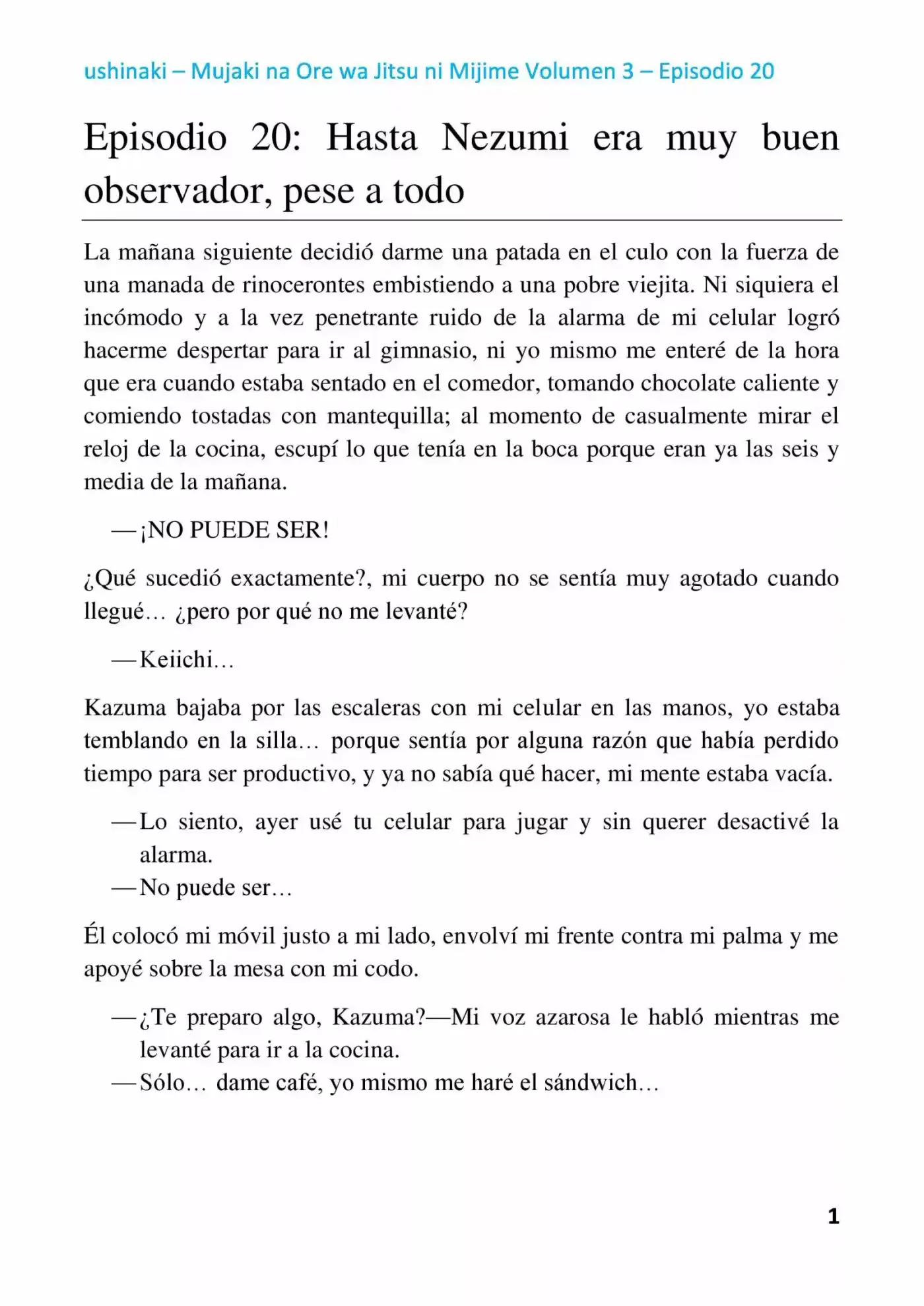 Mujaki Na Ore Wa Jitsu Ni Mijime (Novela) - Capítulo 20 - Página 1 - LectorTMOo