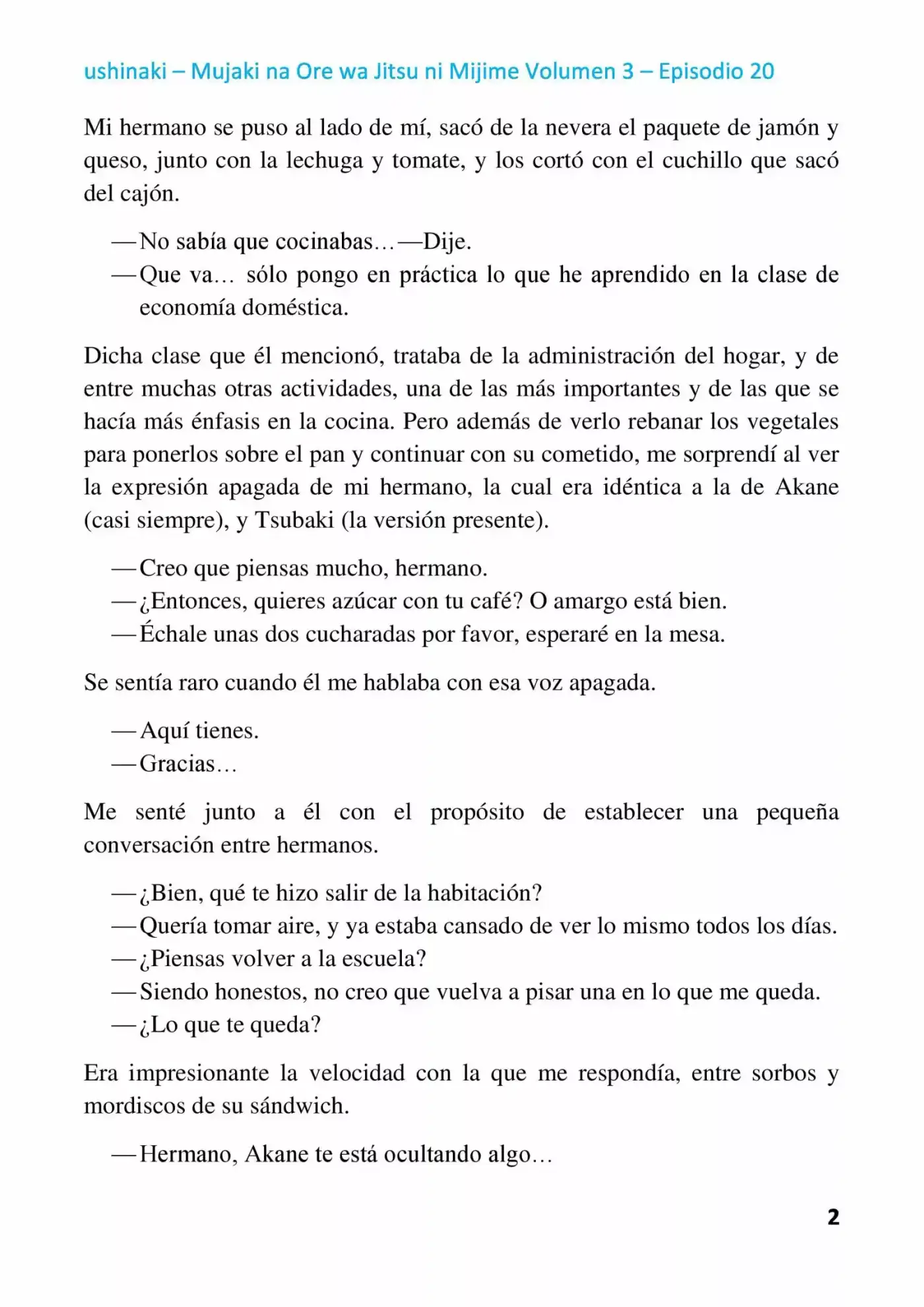 Mujaki Na Ore Wa Jitsu Ni Mijime (Novela) - Capítulo 20 - Página 2 - LectorTMOo