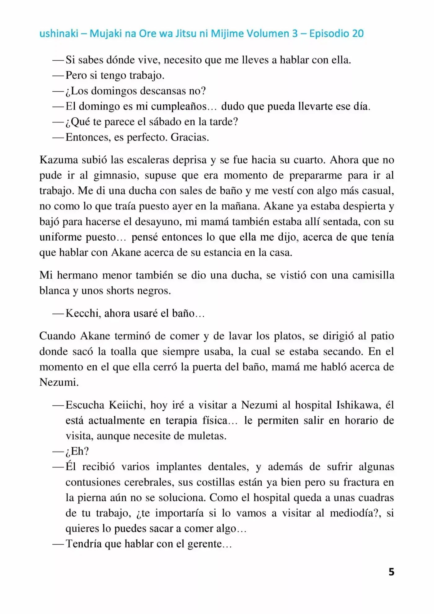 Mujaki Na Ore Wa Jitsu Ni Mijime (Novela) - Capítulo 20 - Página 5 - LectorTMOo