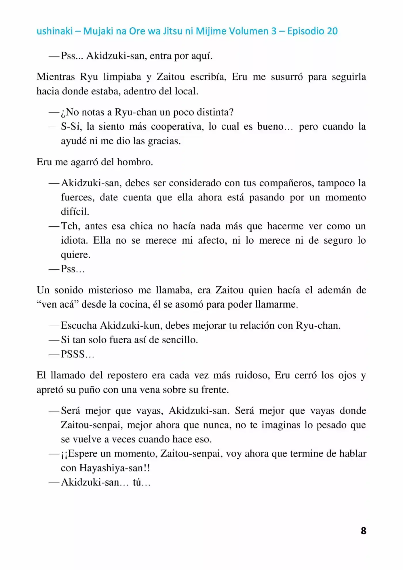 Mujaki Na Ore Wa Jitsu Ni Mijime (Novela) - Capítulo 20 - Página 8 - LectorTMOo