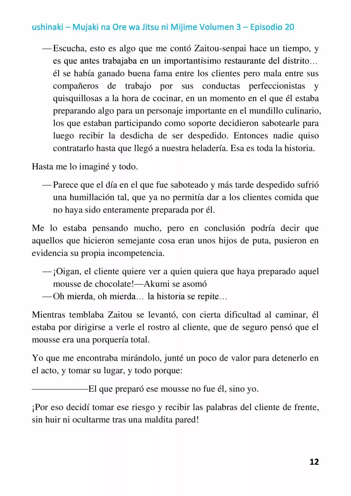 Mujaki Na Ore Wa Jitsu Ni Mijime (Novela) - Capítulo 20 - Página 12 - LectorTMOo