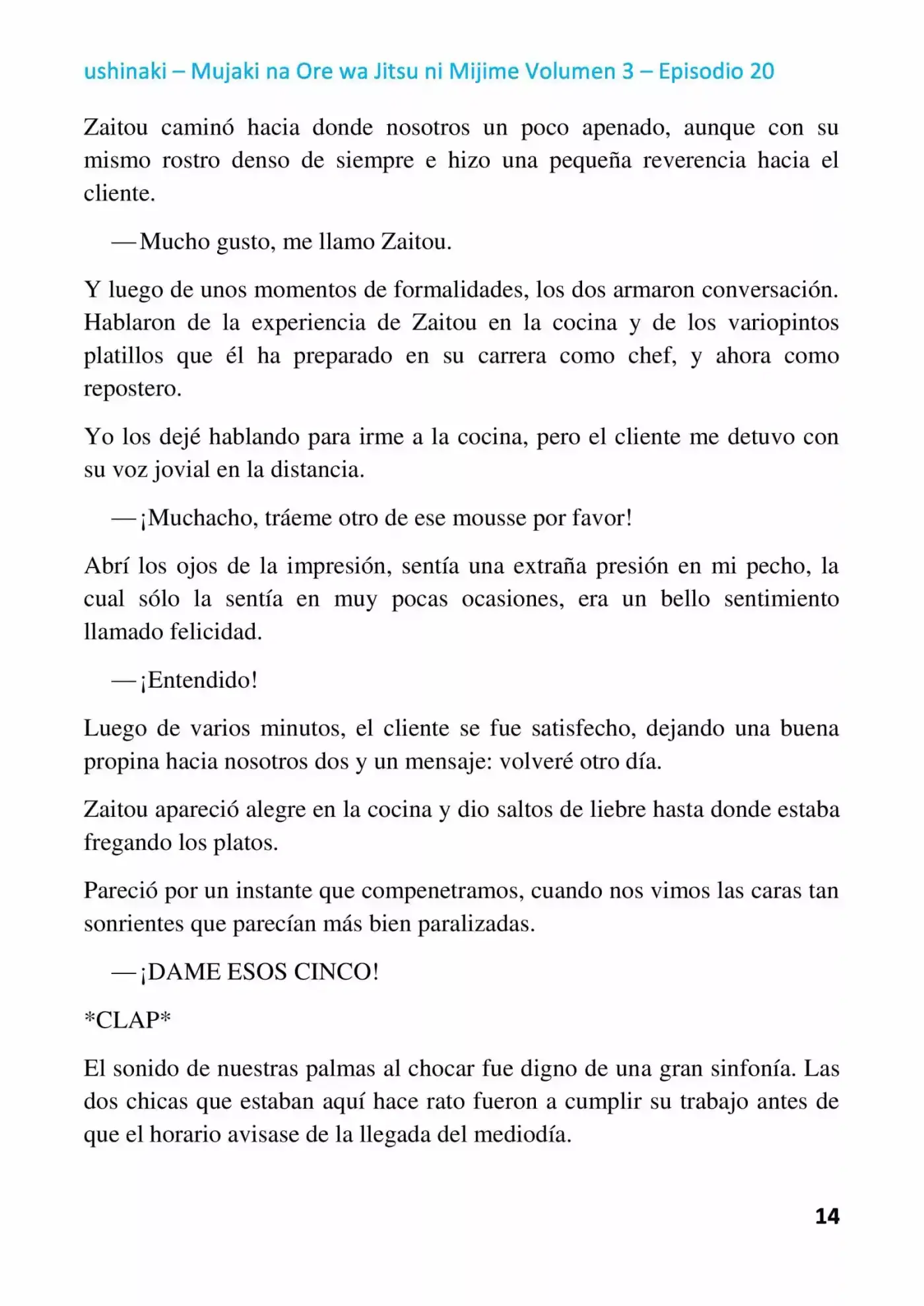 Mujaki Na Ore Wa Jitsu Ni Mijime (Novela) - Capítulo 20 - Página 14 - LectorTMOo