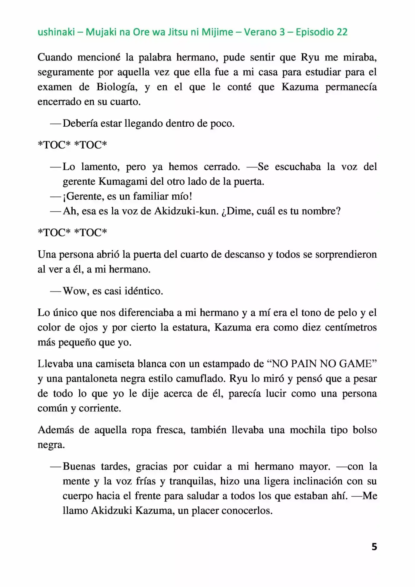 Mujaki Na Ore Wa Jitsu Ni Mijime (Novela) - Capítulo 22 - Página 5 - LectorTMOo