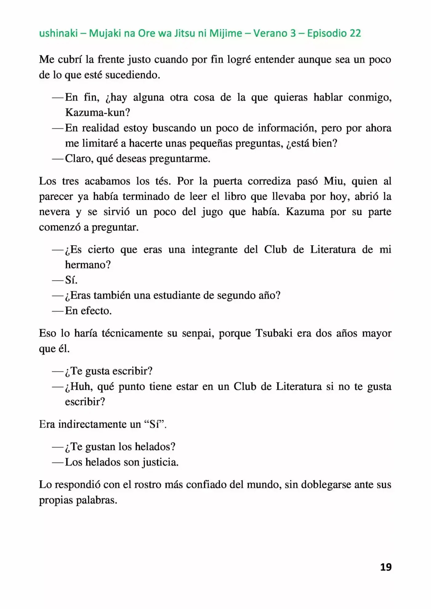 Mujaki Na Ore Wa Jitsu Ni Mijime (Novela) - Capítulo 22 - Página 19 - LectorTMOo