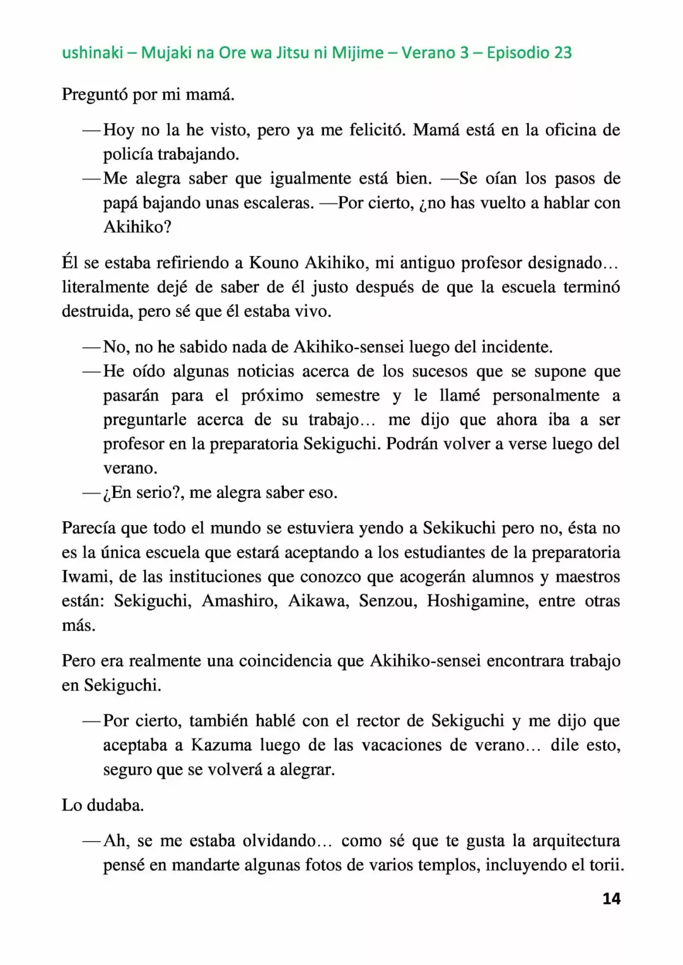 Mujaki Na Ore Wa Jitsu Ni Mijime (Novela) - Capítulo 23 - Página 14 - LectorTMOo