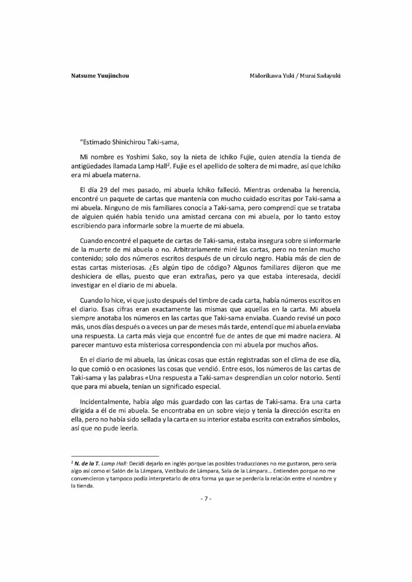 Natsume Yuujinchou Novela Ligera (Novela) - Capítulo 1 - Página 7 - LectorTMOo