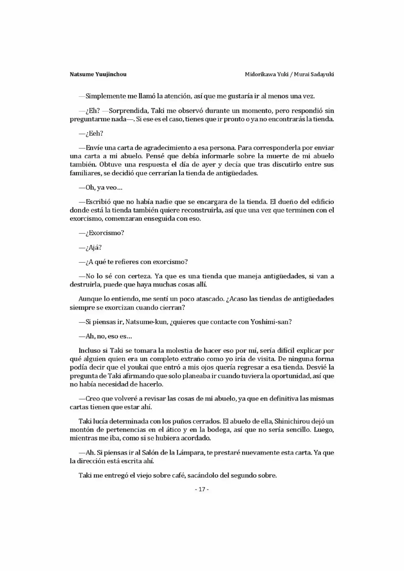 Natsume Yuujinchou Novela Ligera (Novela) - Capítulo 1 - Página 17 - LectorTMOo