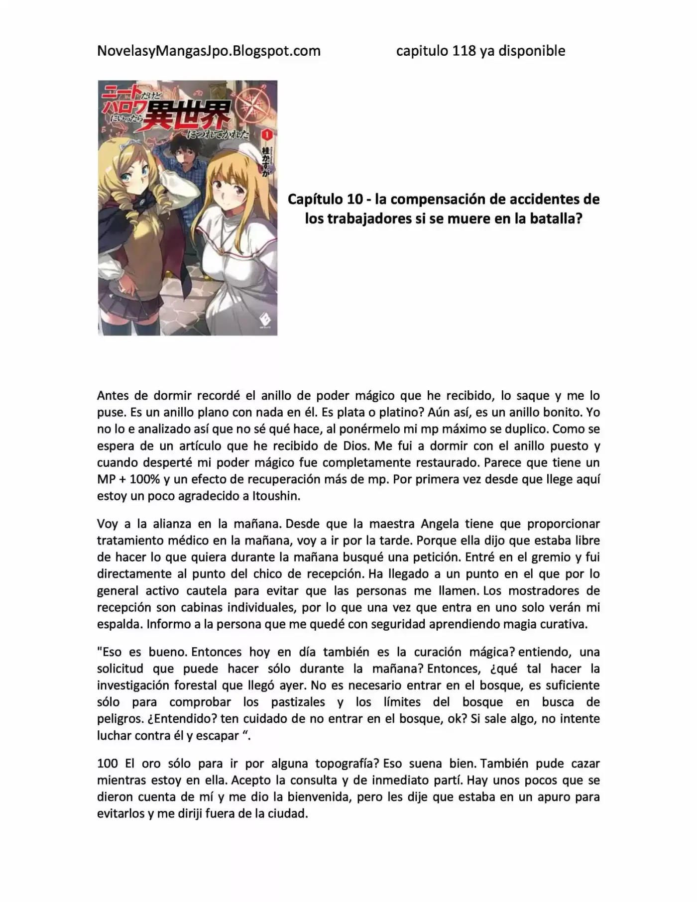 NEET Dakedo Hello Work Ni Ittara Isekai Ni Tsuretekareta (Novela) - Capítulo 10 - Página 1 - LectorTMOo