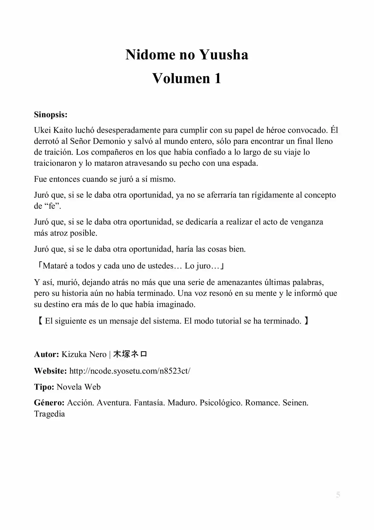 Nidome No Yuusha (Novela) - Capítulo  - Página 4 - LectorTMOo
