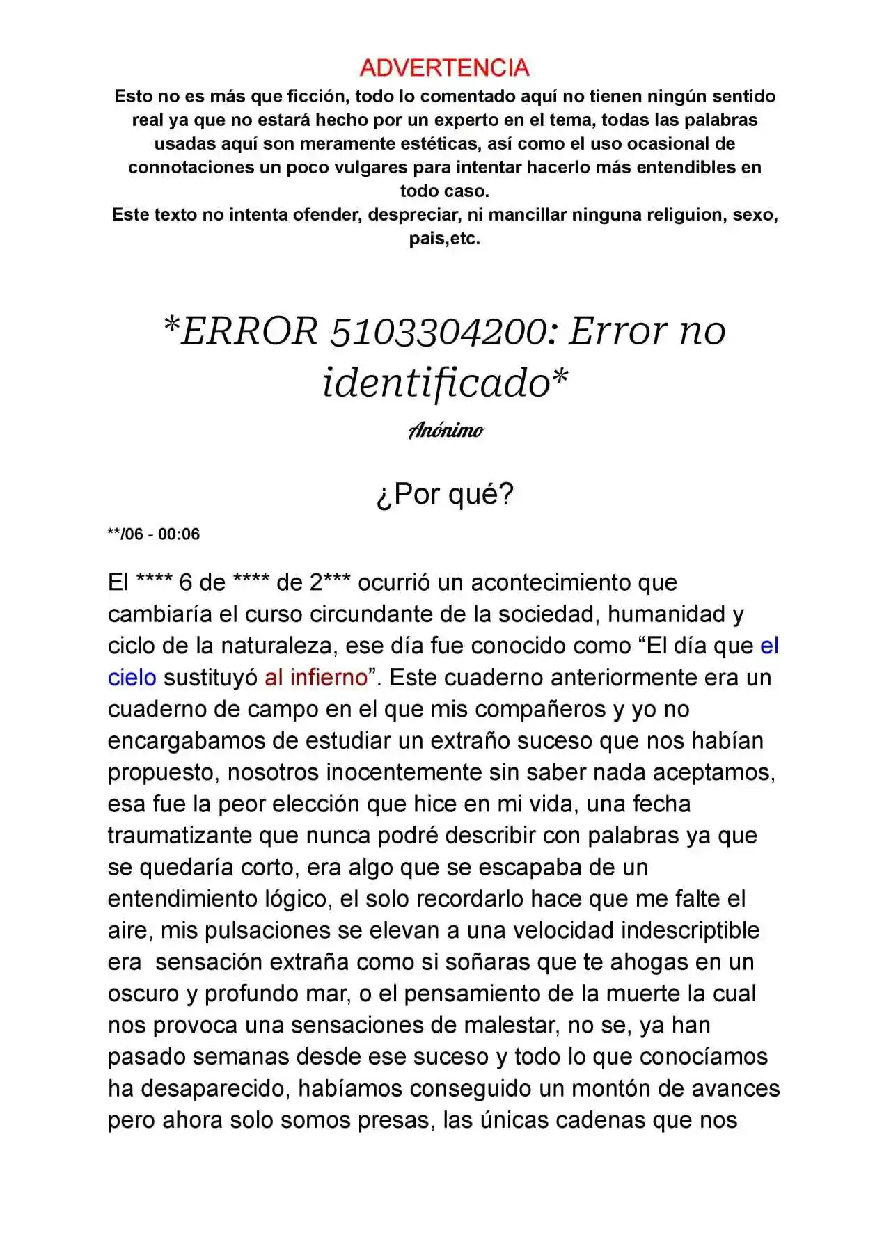 *Nombre Eliminado Error609D* (Novela) - Capítulo 1 - Página 1 - LectorTMOo