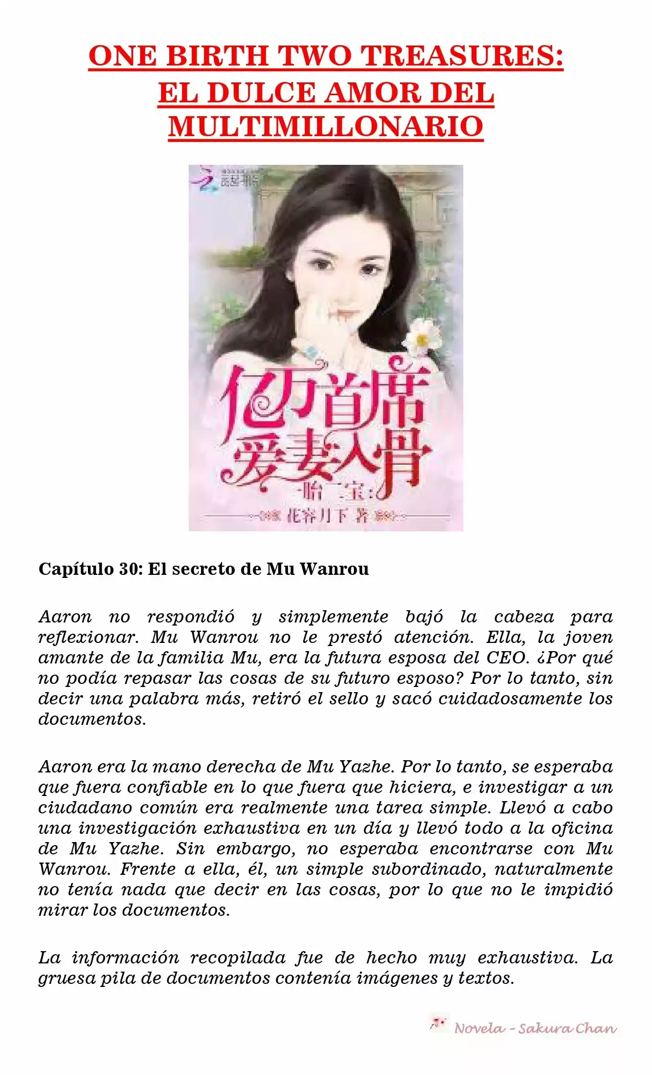 One Birth Two Treasures: The Billionaire's Sweet Love (Novela) - Capítulo 30 - Página 1 - LectorTMOo