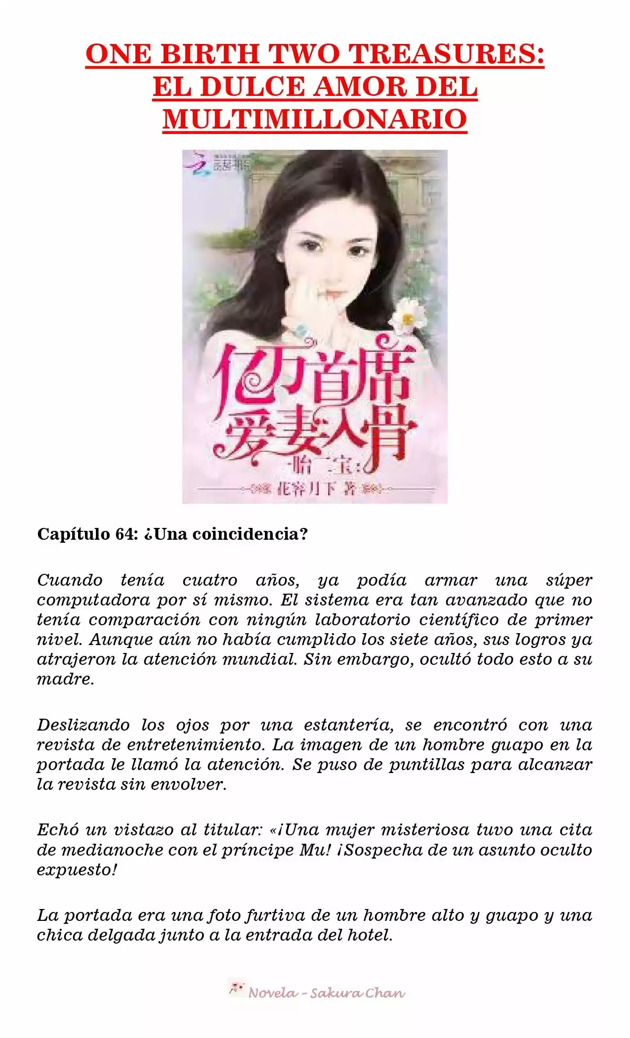 One Birth Two Treasures: The Billionaire's Sweet Love (Novela) - Capítulo 64 - Página 1 - LectorTMOo