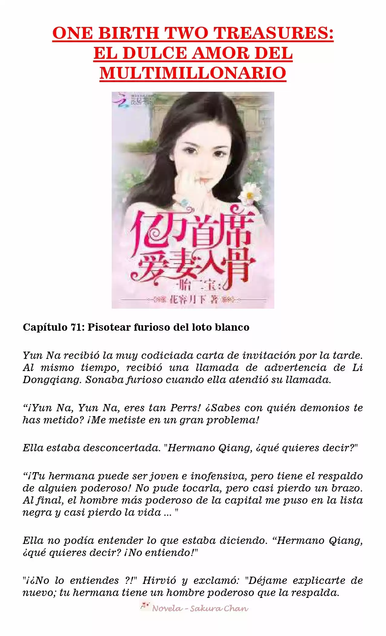 One Birth Two Treasures: The Billionaire's Sweet Love (Novela) - Capítulo 71 - Página 1 - LectorTMOo