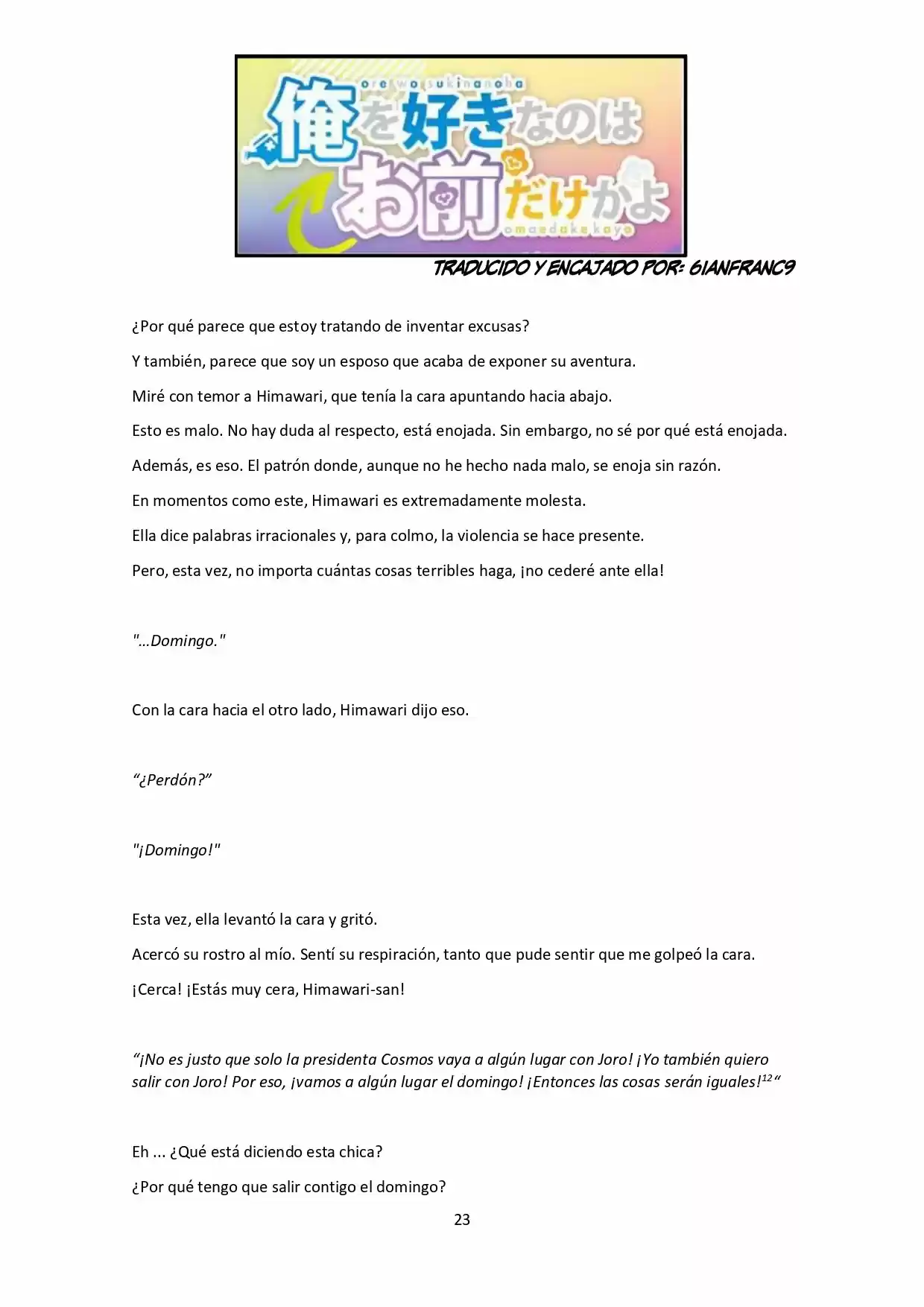 Ore Wo Suki Nano Wa Omae Dake Ka Yo (Novela) - Capítulo 1.50 - Página 23 - LectorTMOo