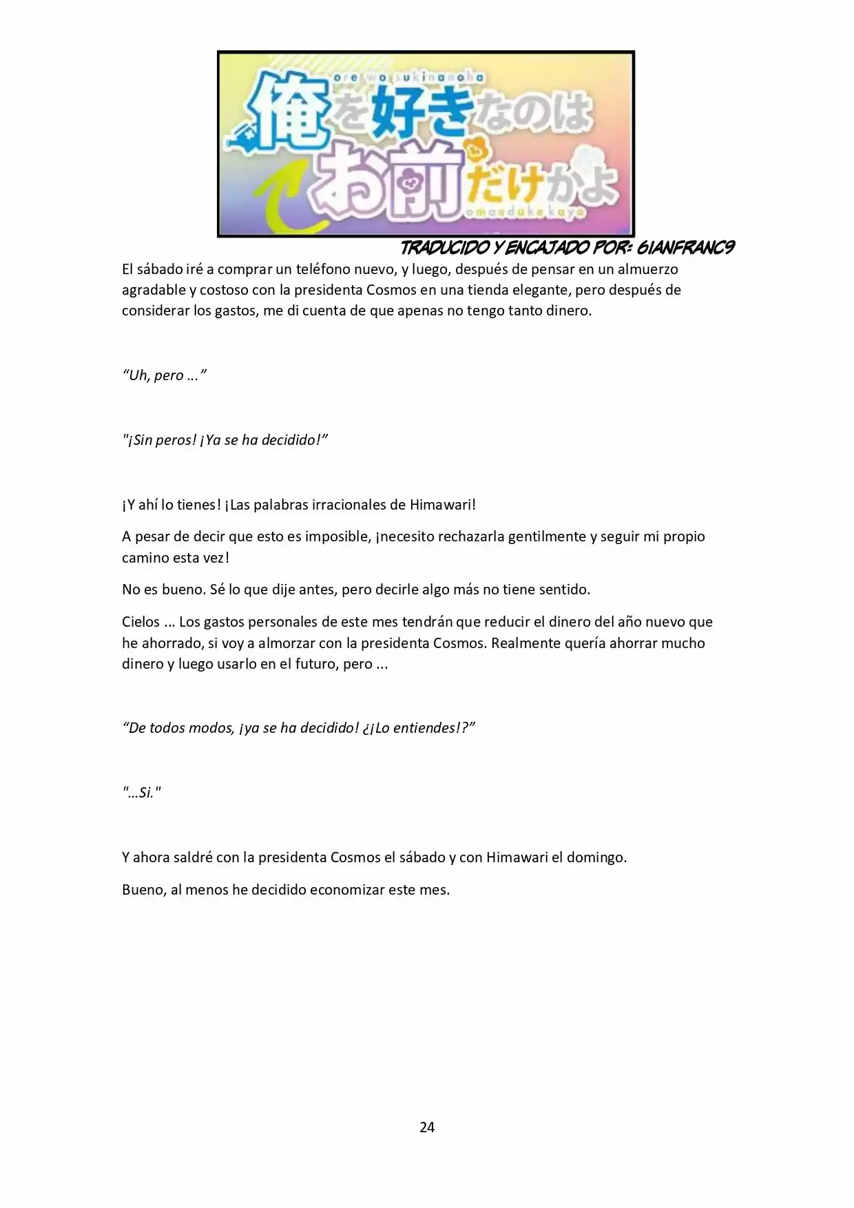 Ore Wo Suki Nano Wa Omae Dake Ka Yo (Novela) - Capítulo 1.50 - Página 24 - LectorTMOo
